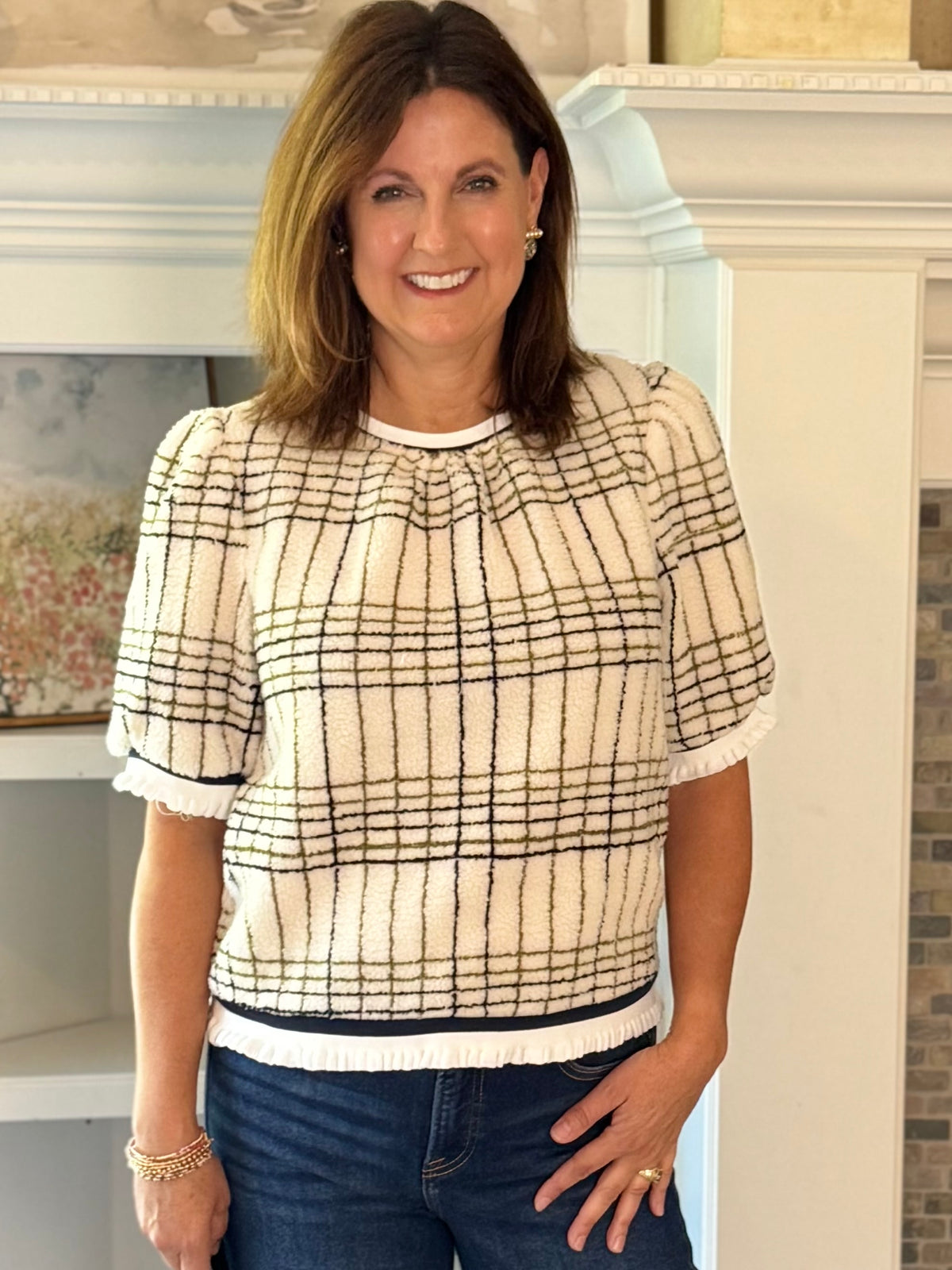 Plaid to Meet You Sherpa Top