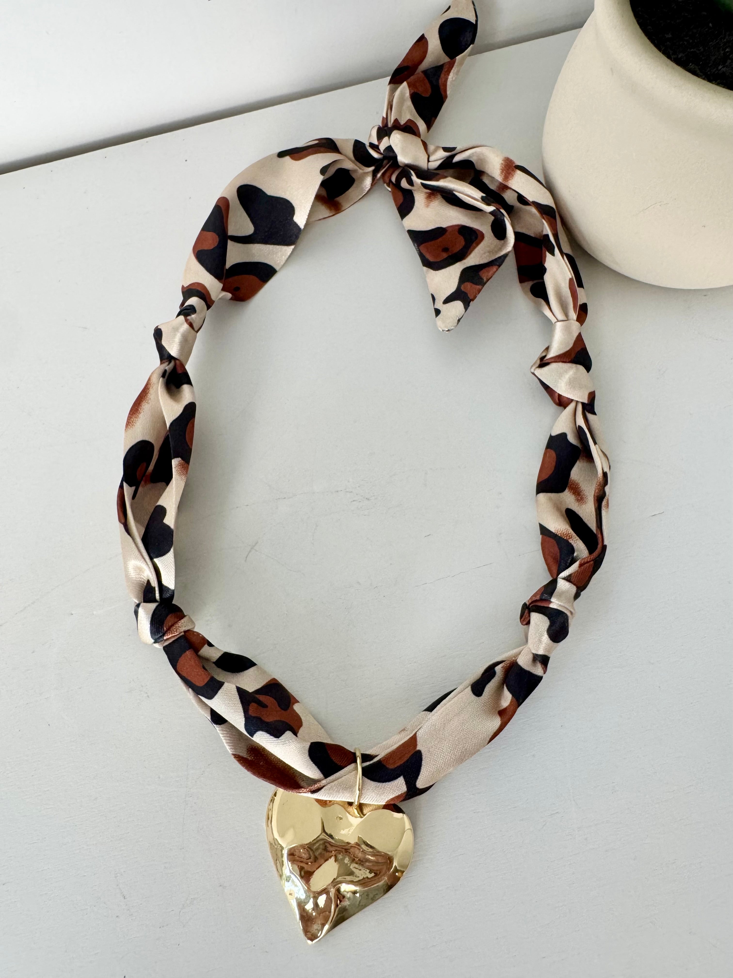 Leopard Heart Scarf Necklace