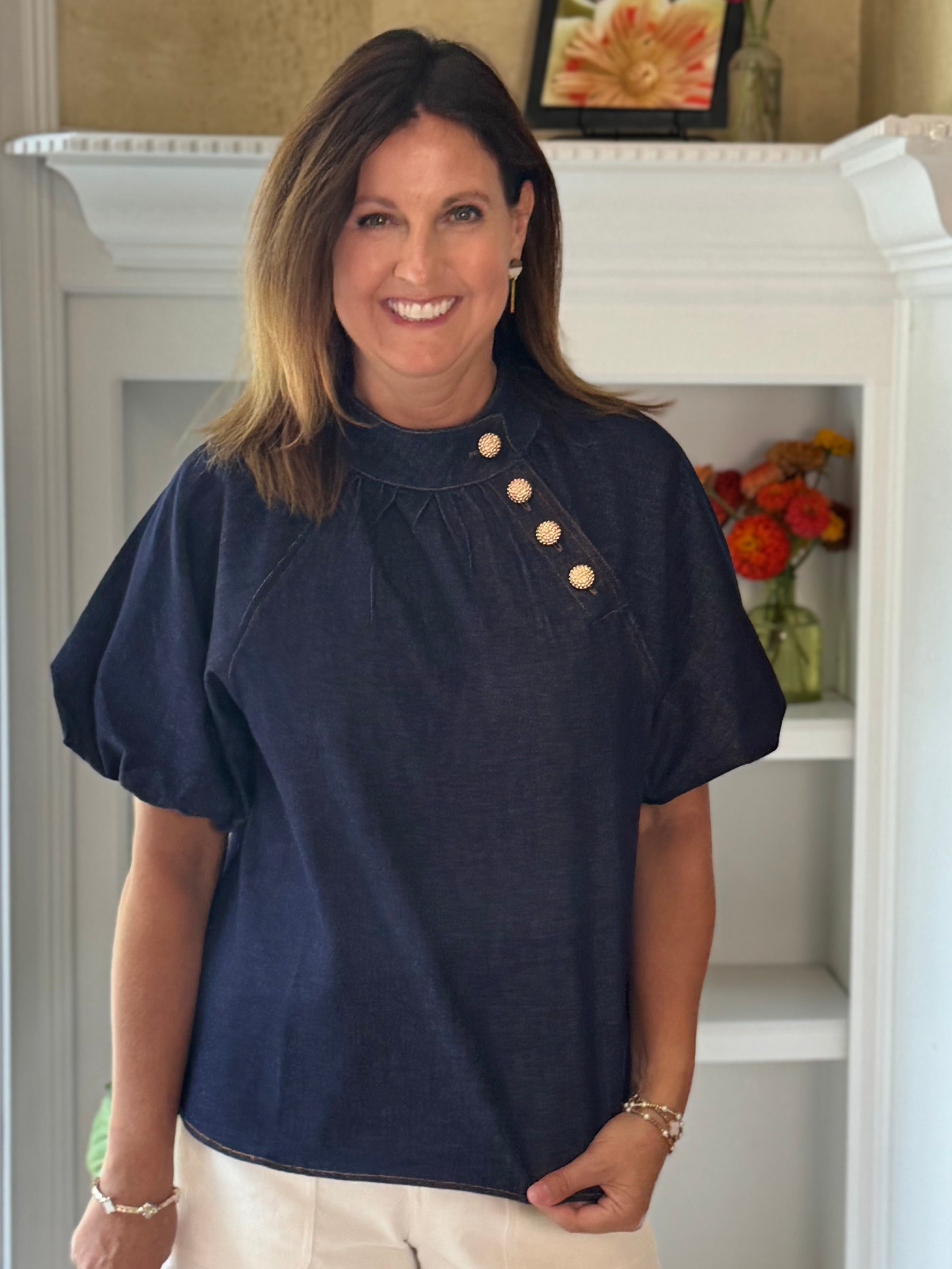 THML Luxe Denim Top