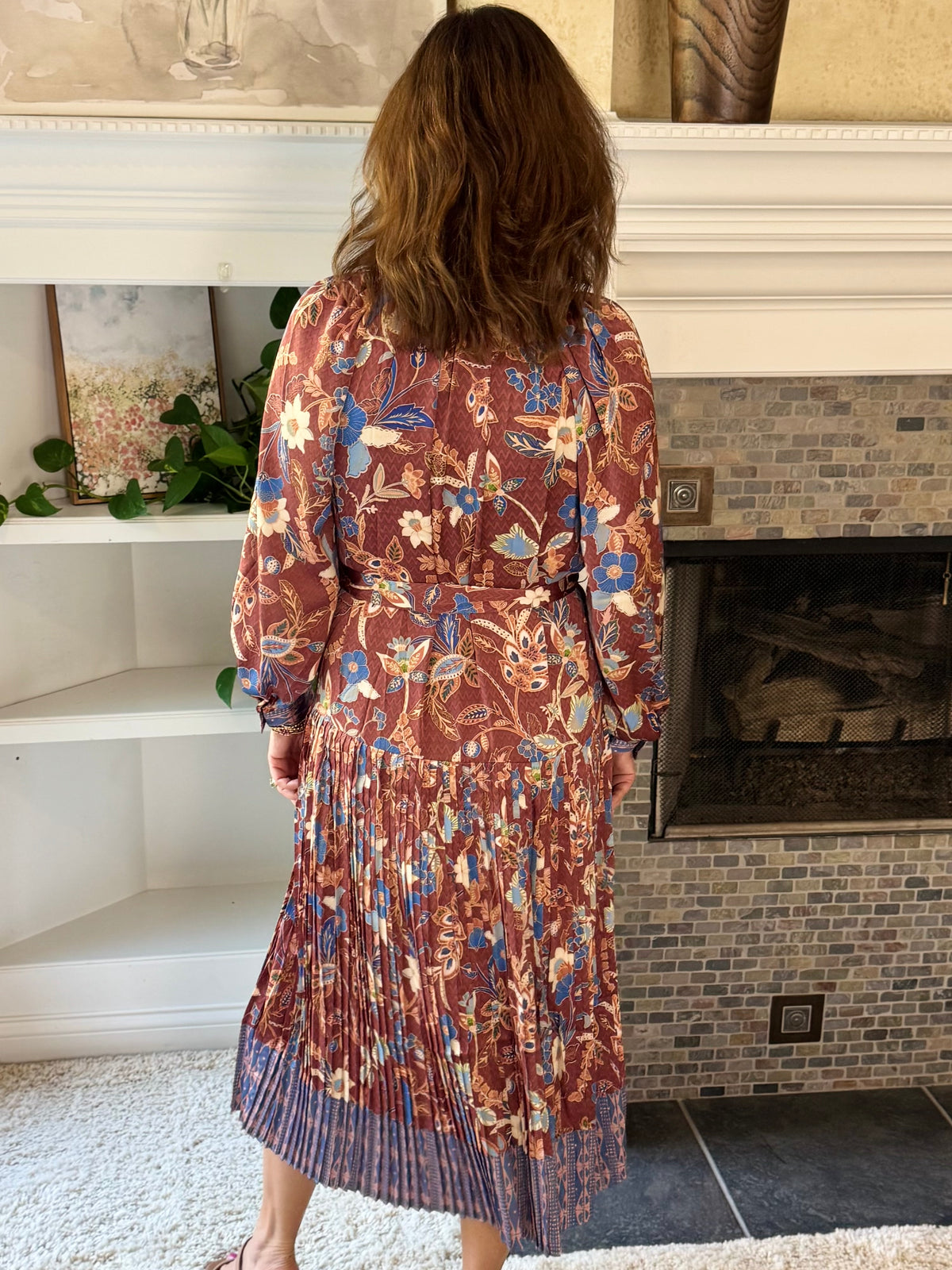 Current Air Floral Edit Pleated Midi Dress