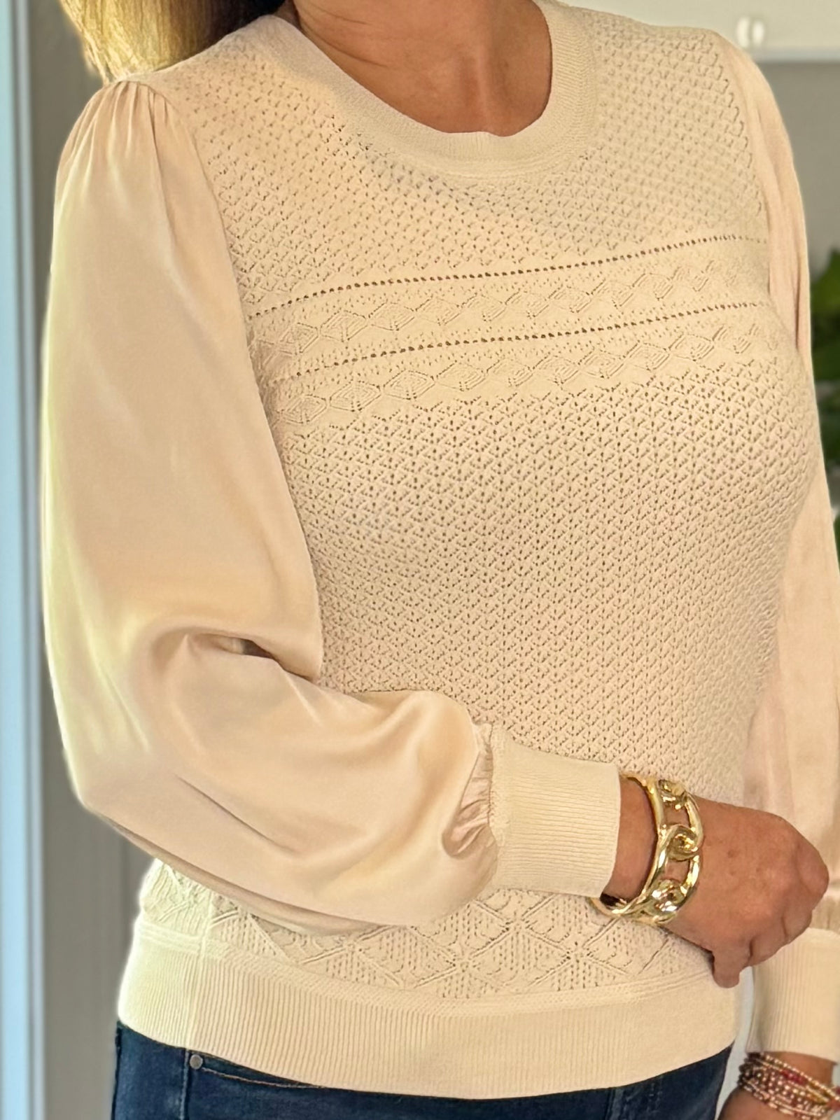 Current Air Elevated Detail Sweater - Champagne