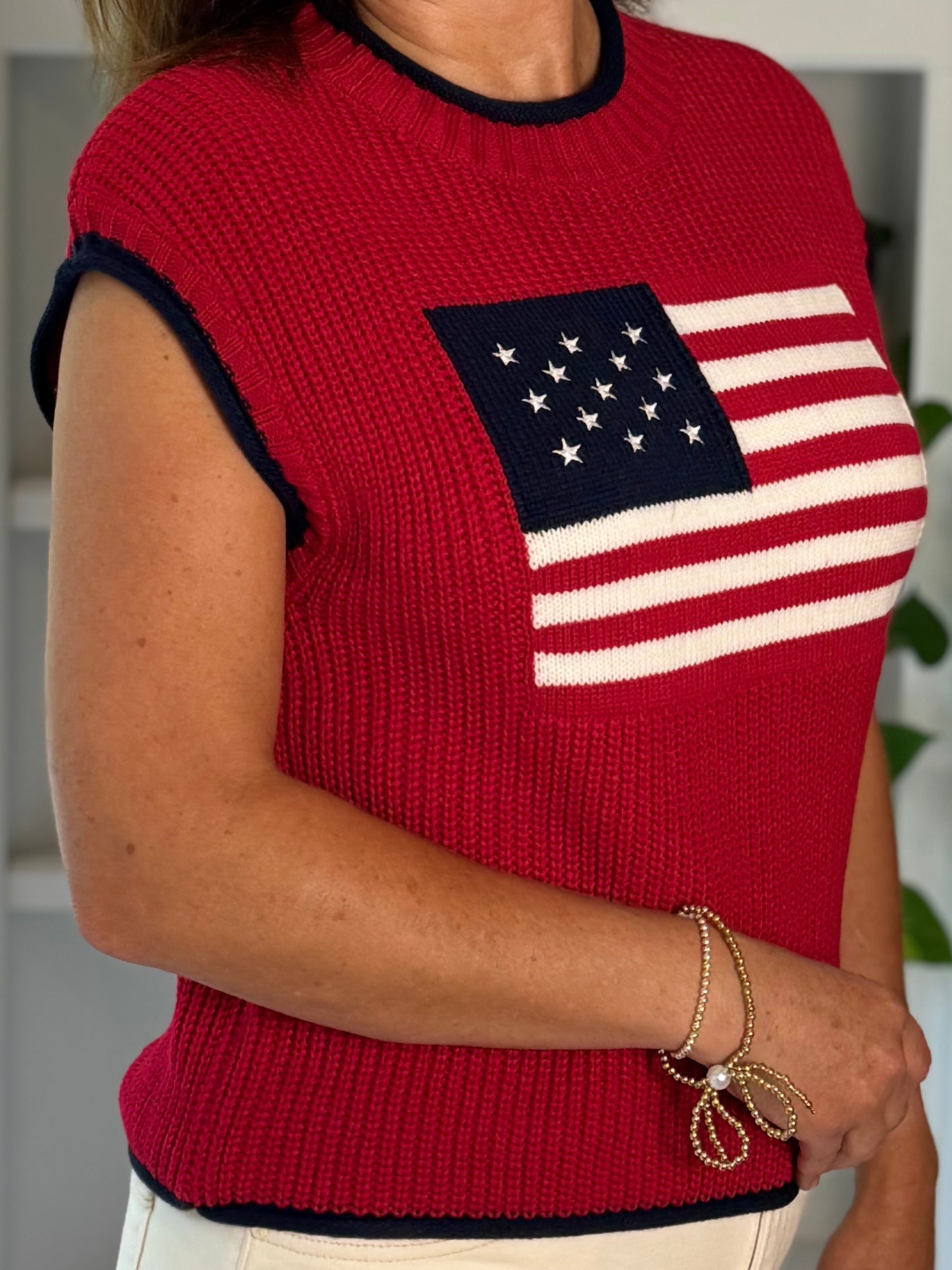 Stars & Stripes Knit Top - Red