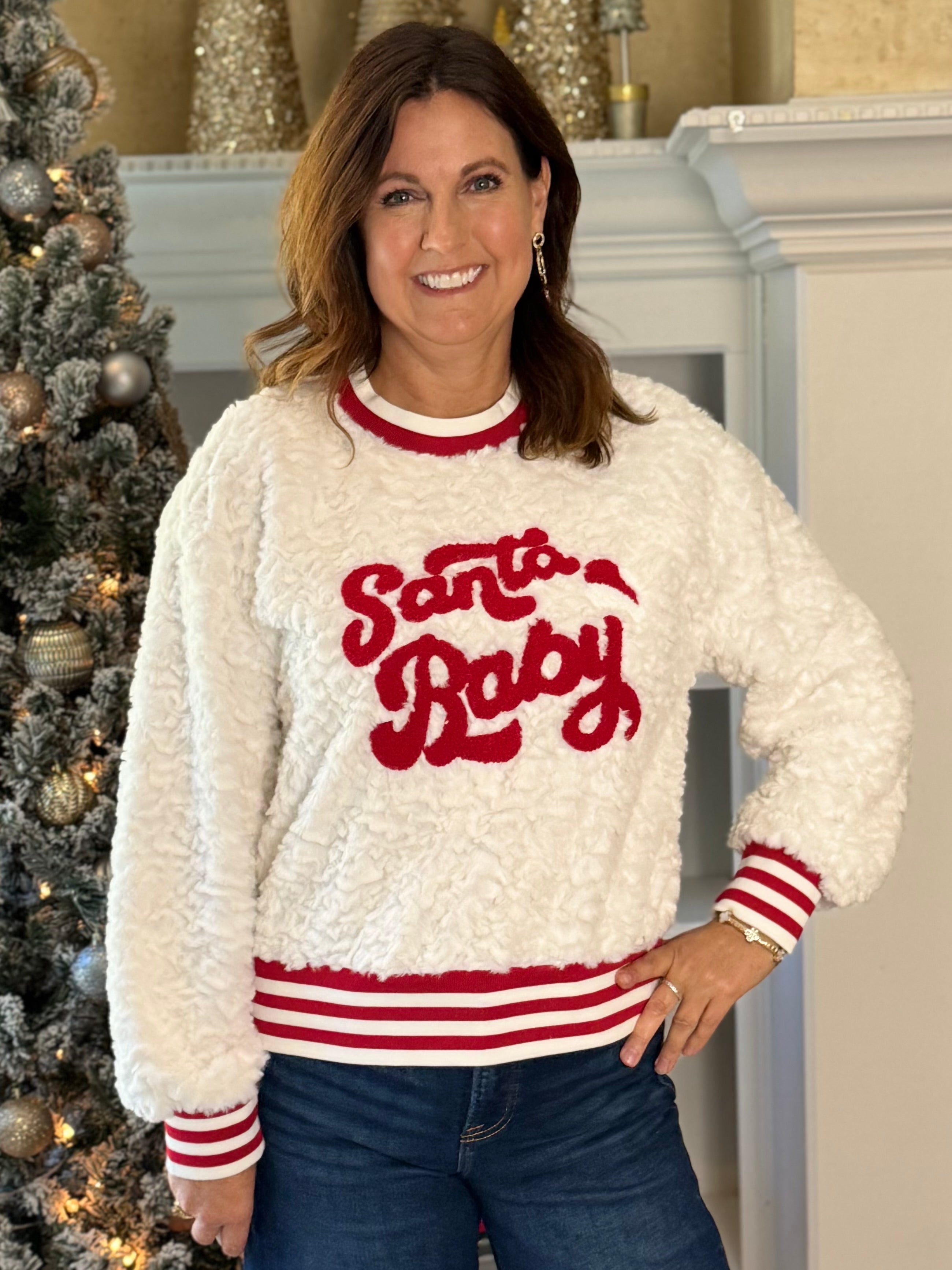 Santa Baby Embroidered Top