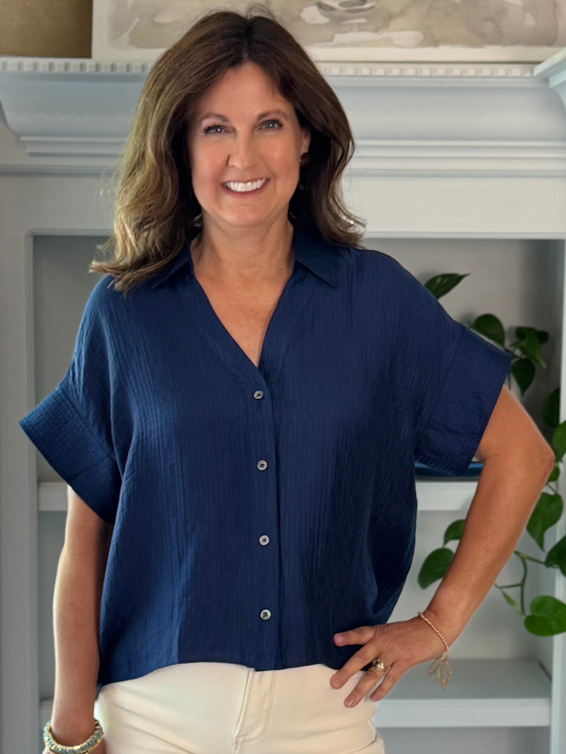 Current Air Navy Luxe Blouse