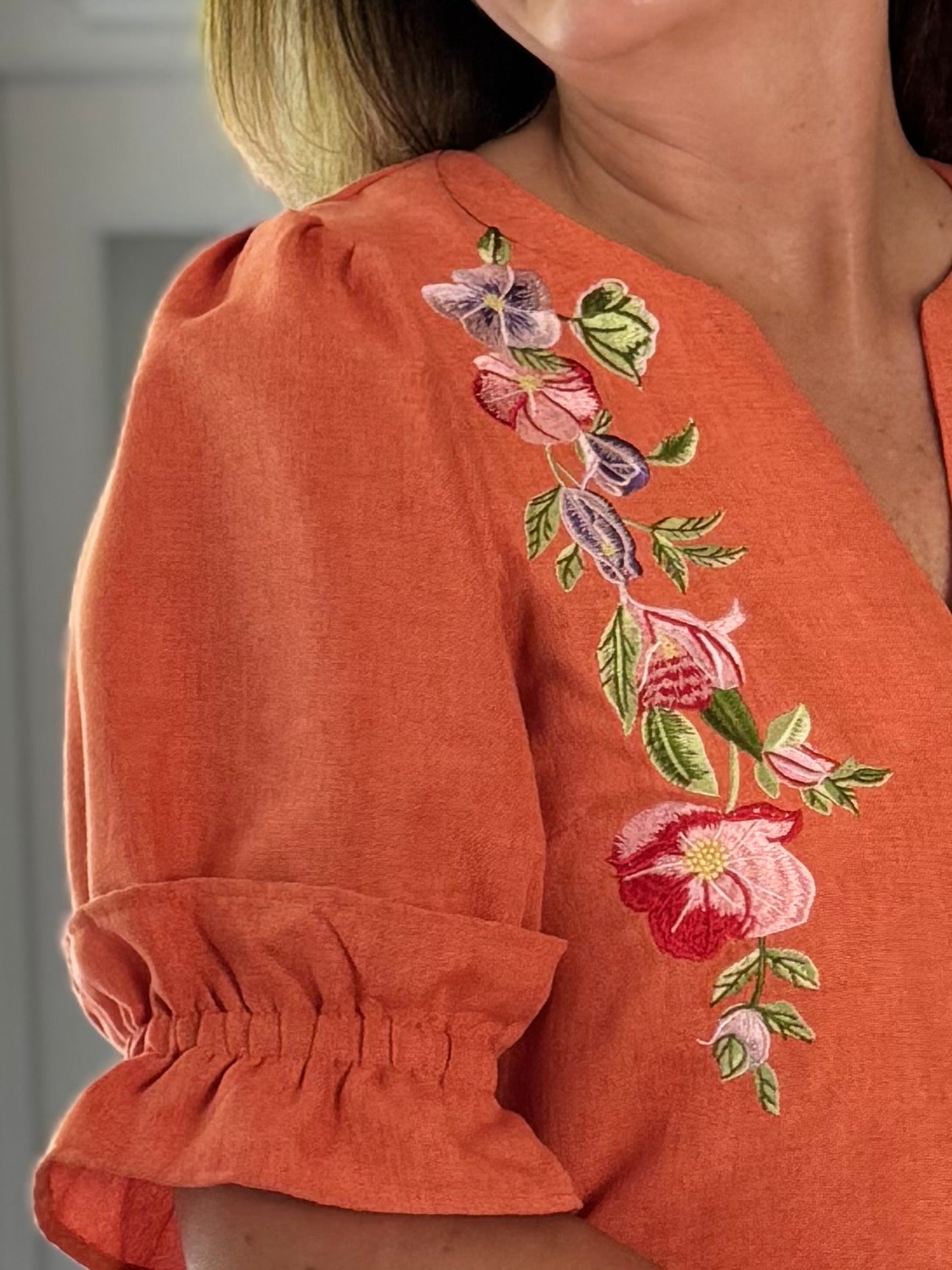Sunset Elegance Embroidered Top