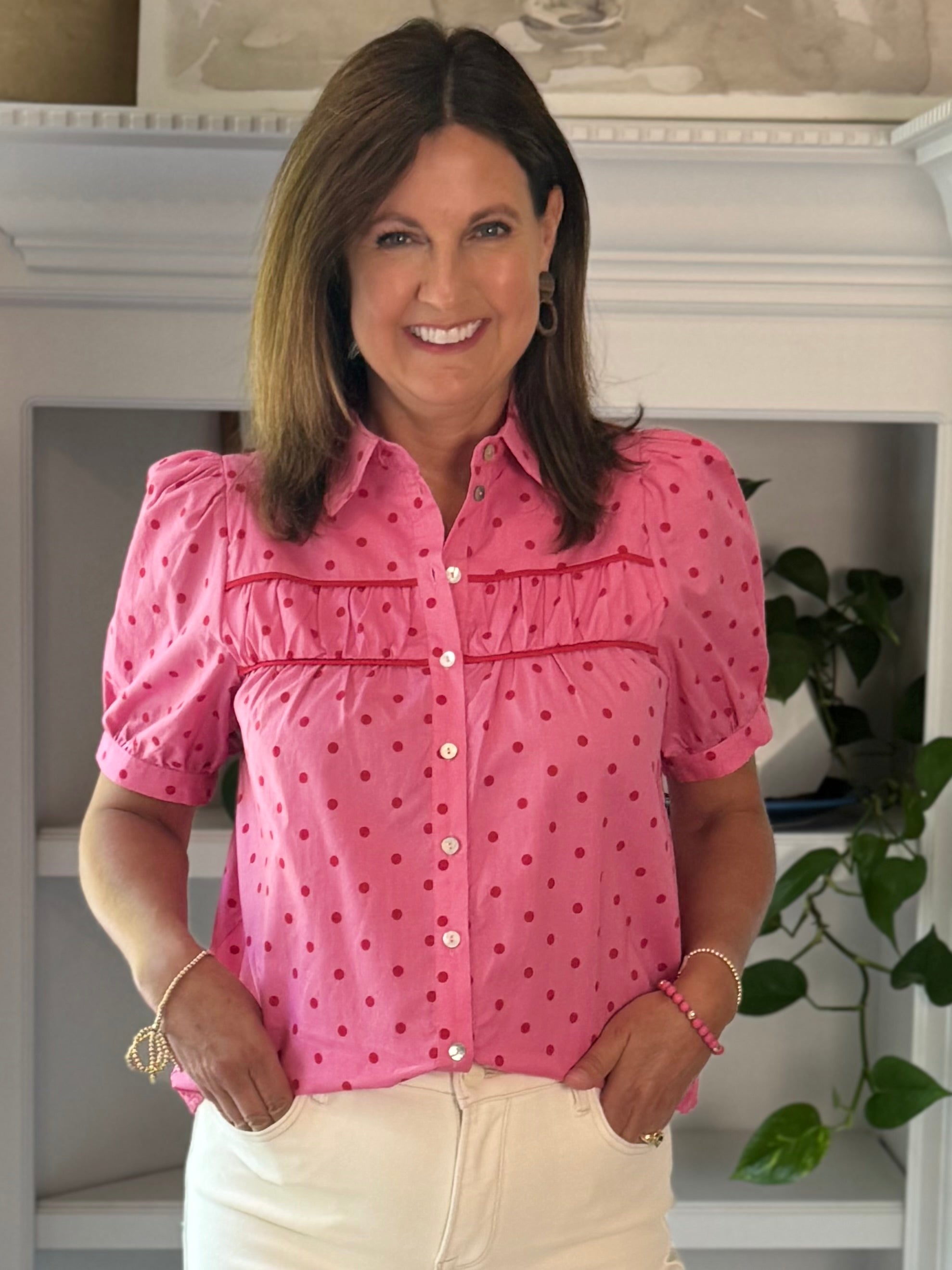 Parisian Polka Dot Top - Pink
