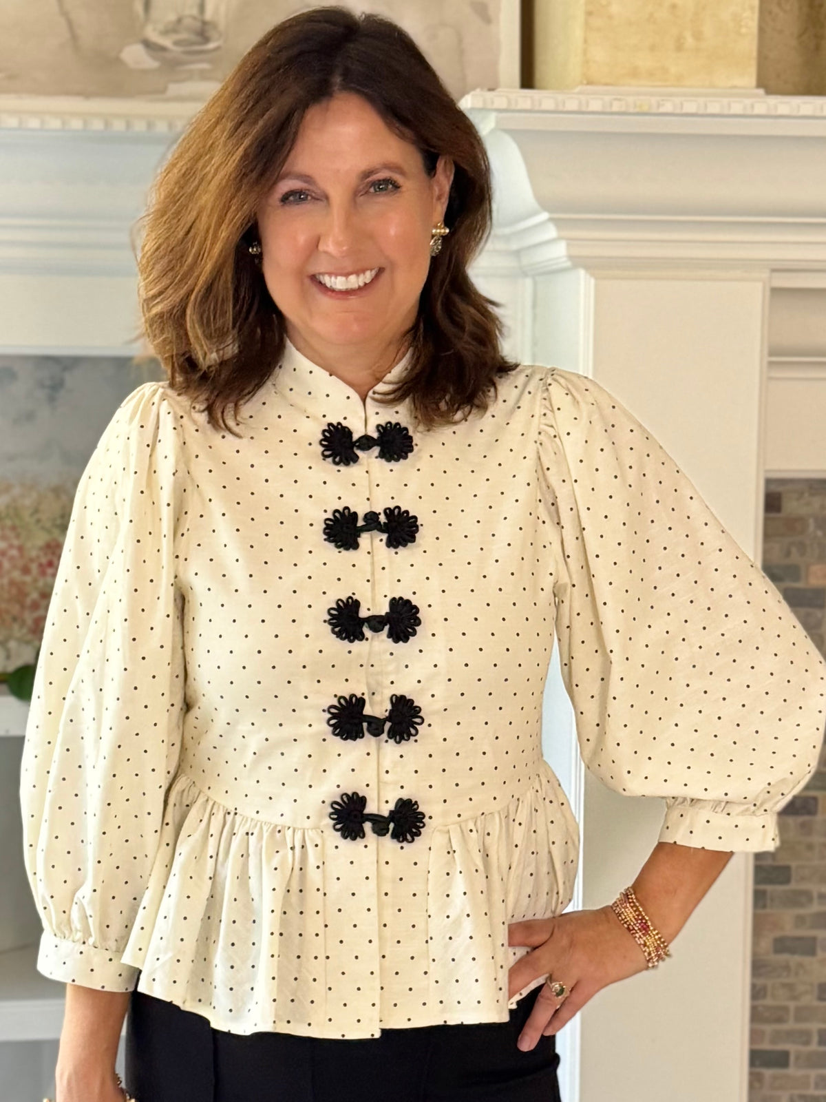 A Touch of Polka Peplum Top