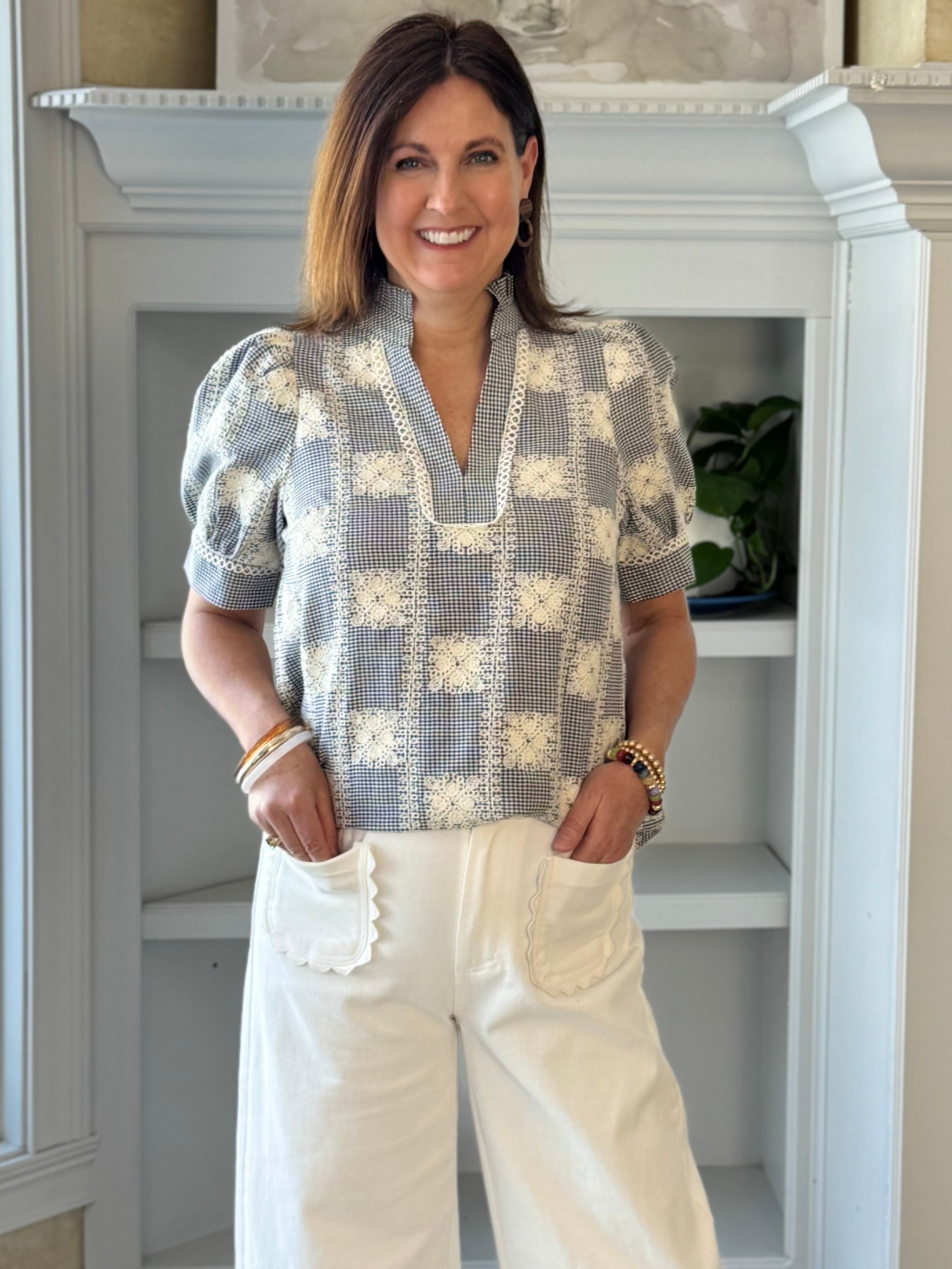 Signature Embroidered Top