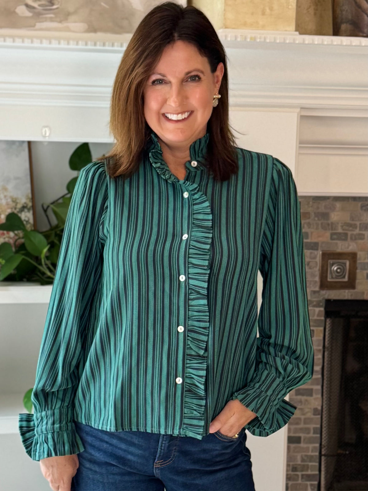 Striped Perfection Blouse - Green