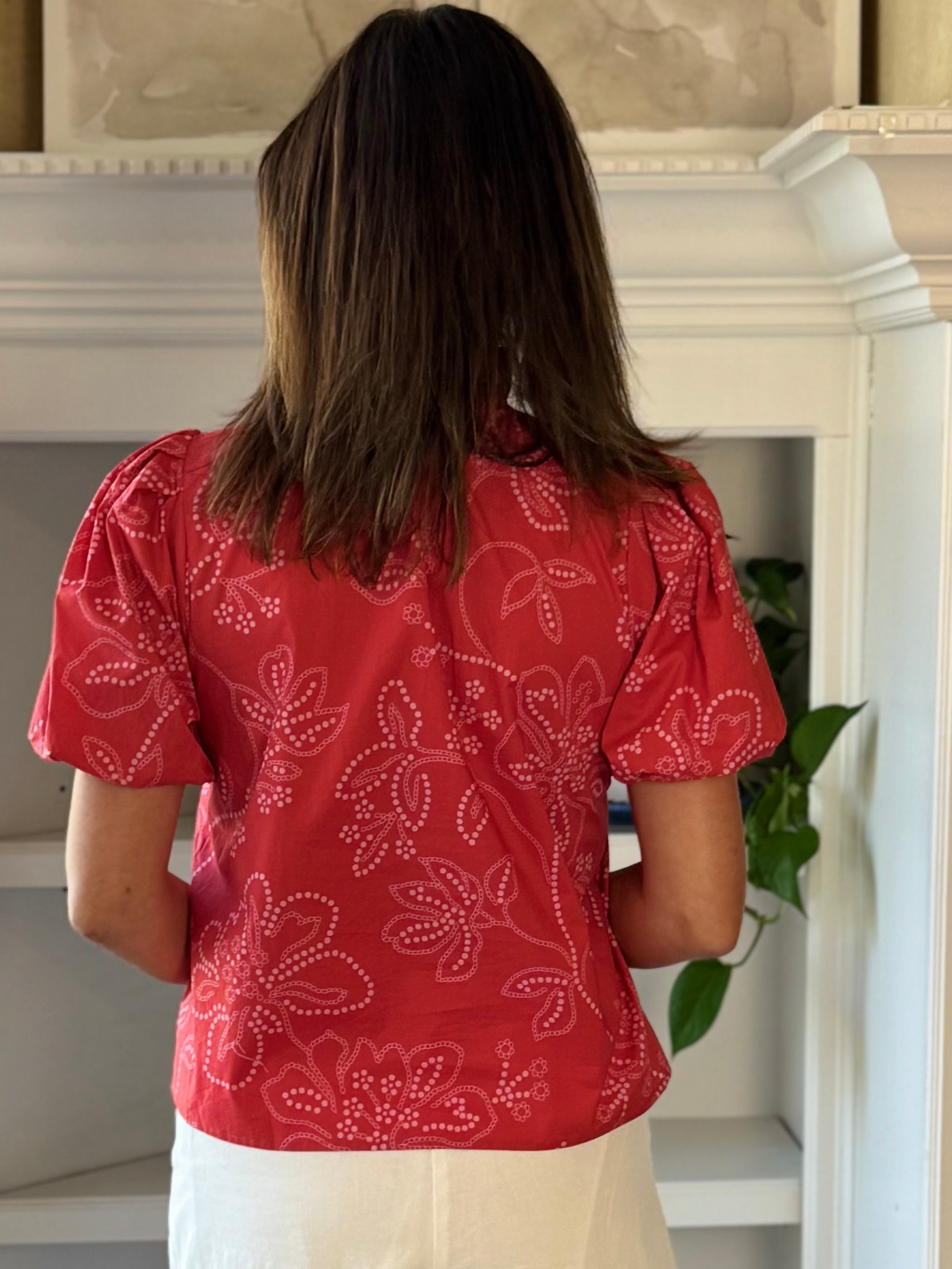Flourish Print Blouse - Red