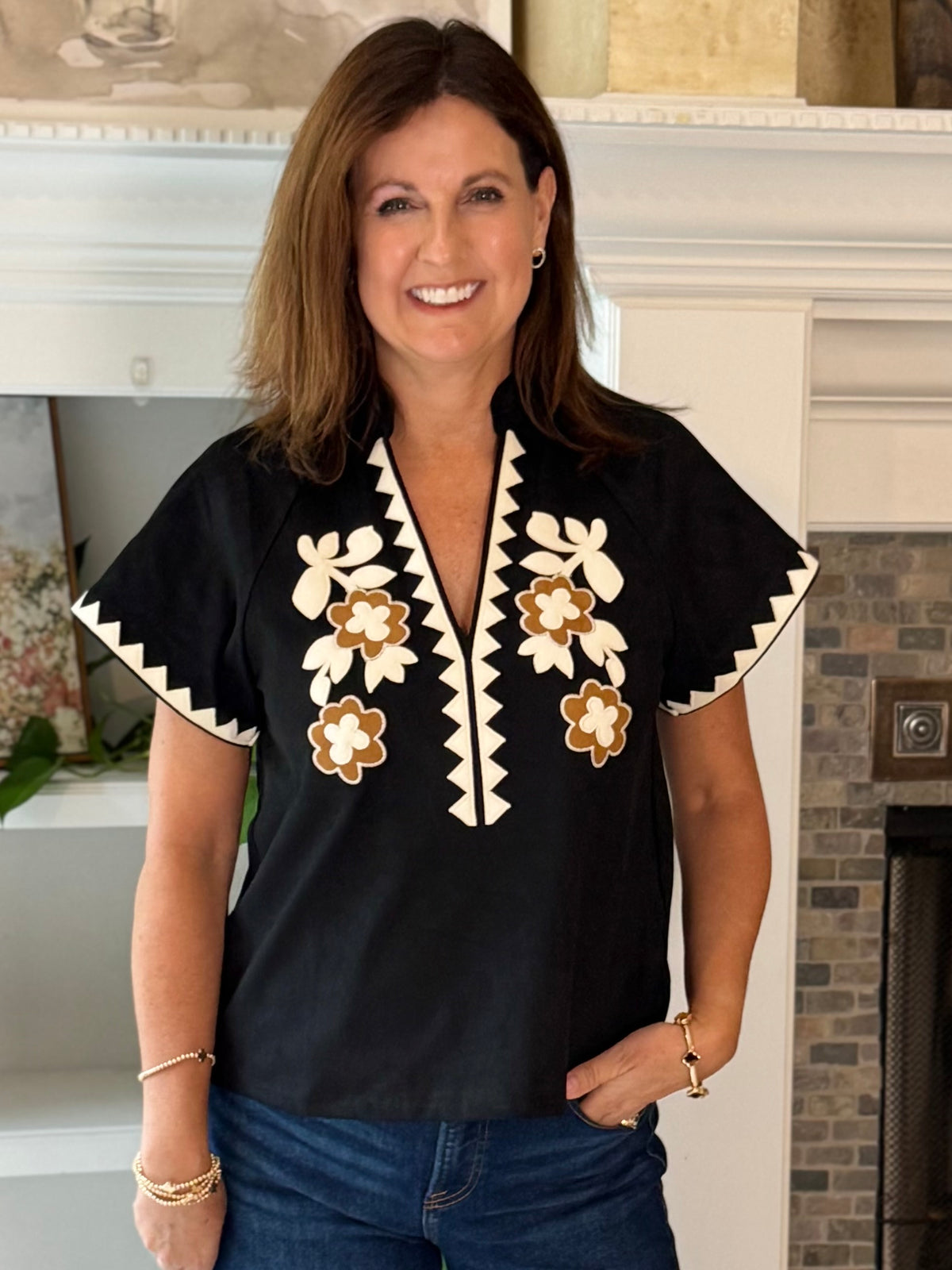 THML Wild Trails Embroidered Top
