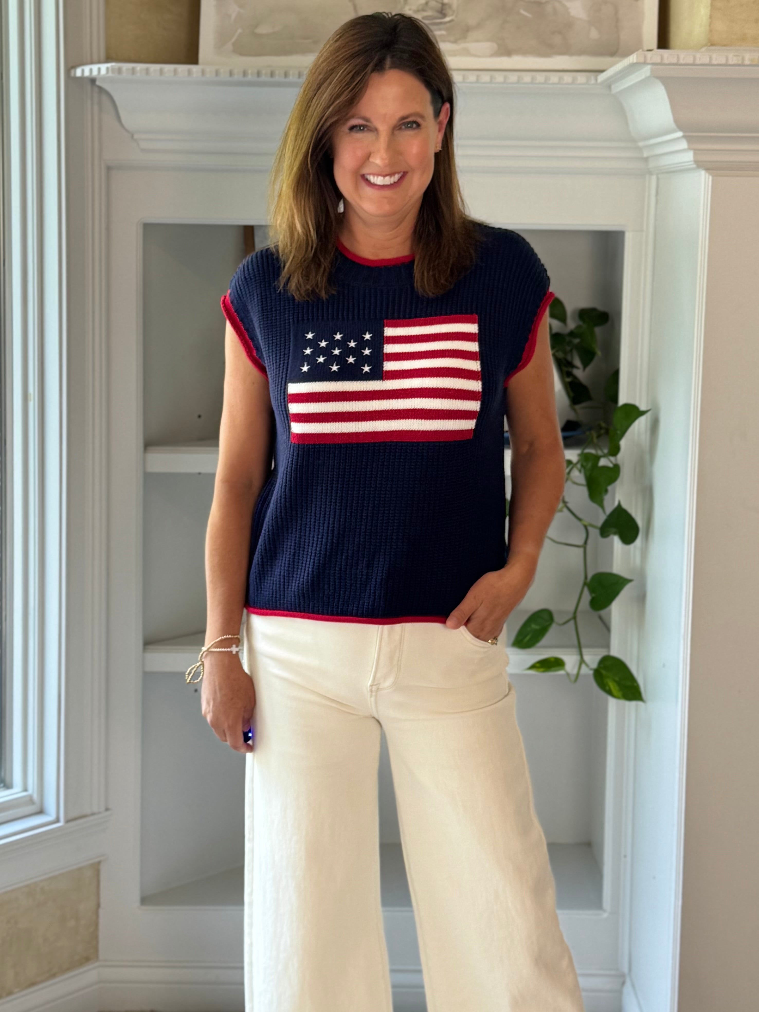 Stars & Stripes Knit Top - Navy