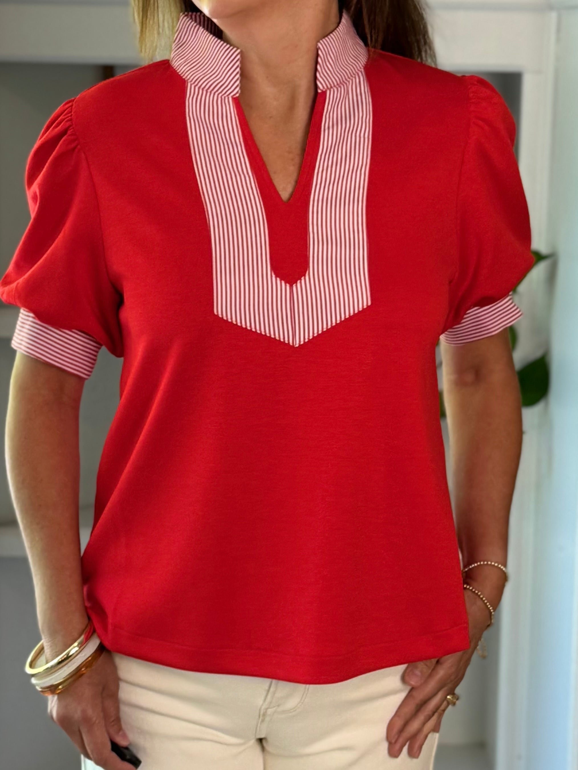 Timeless Contrast Top - Red