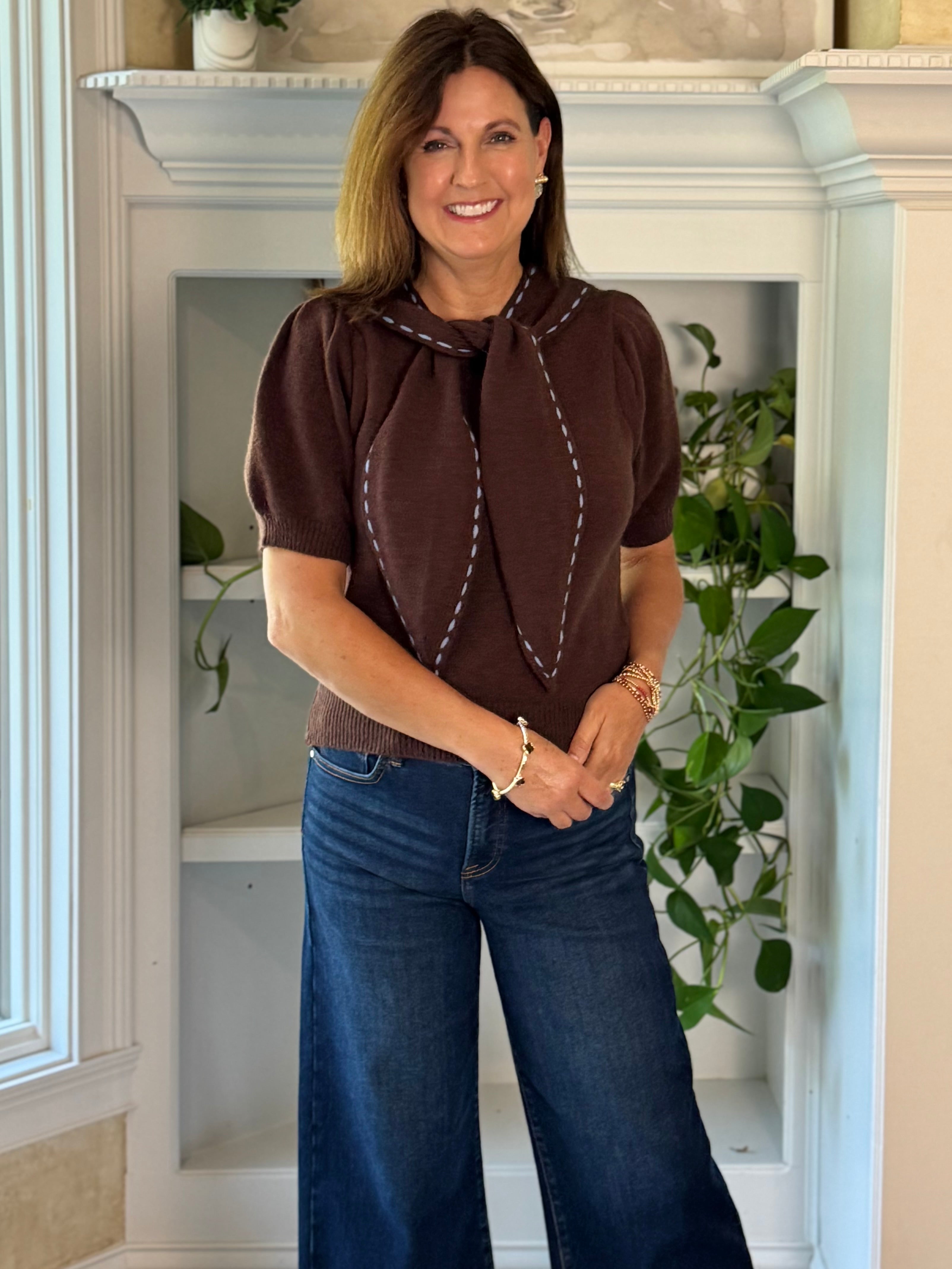Unexpected Twist Tie Knit Top