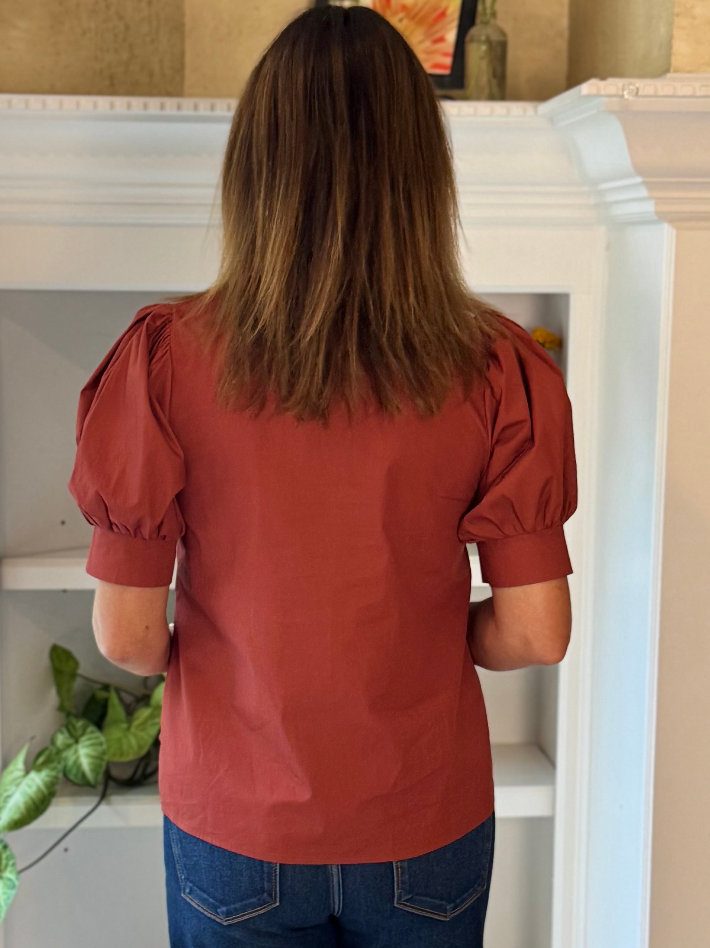 Radiance Embroidered Top - Burnt Orange