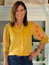 Flower Trail Embroidered Corduroy Top