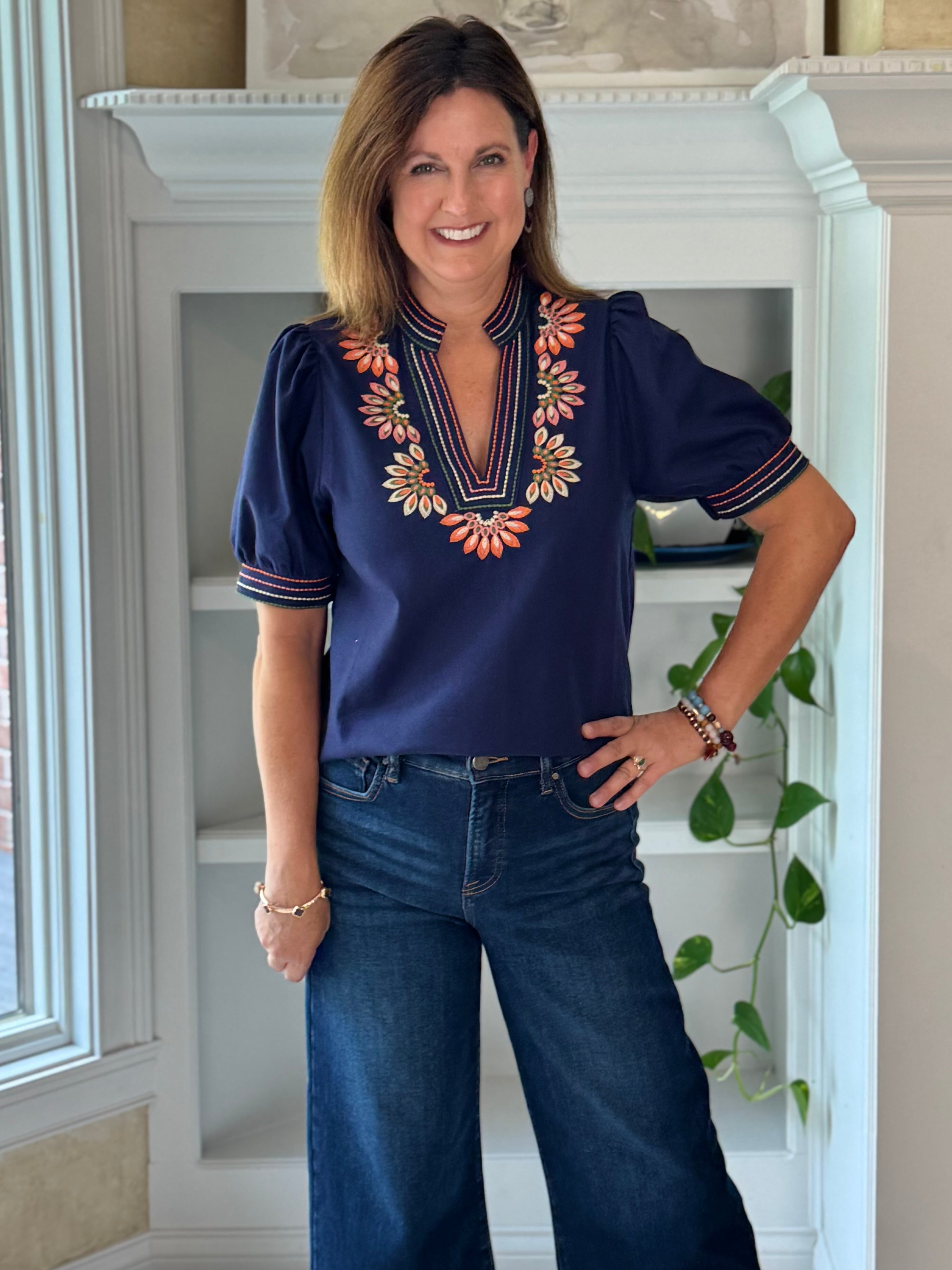 THML Autumn Smiles Embroidered Top