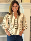 Front & Center Striped Peplum Top