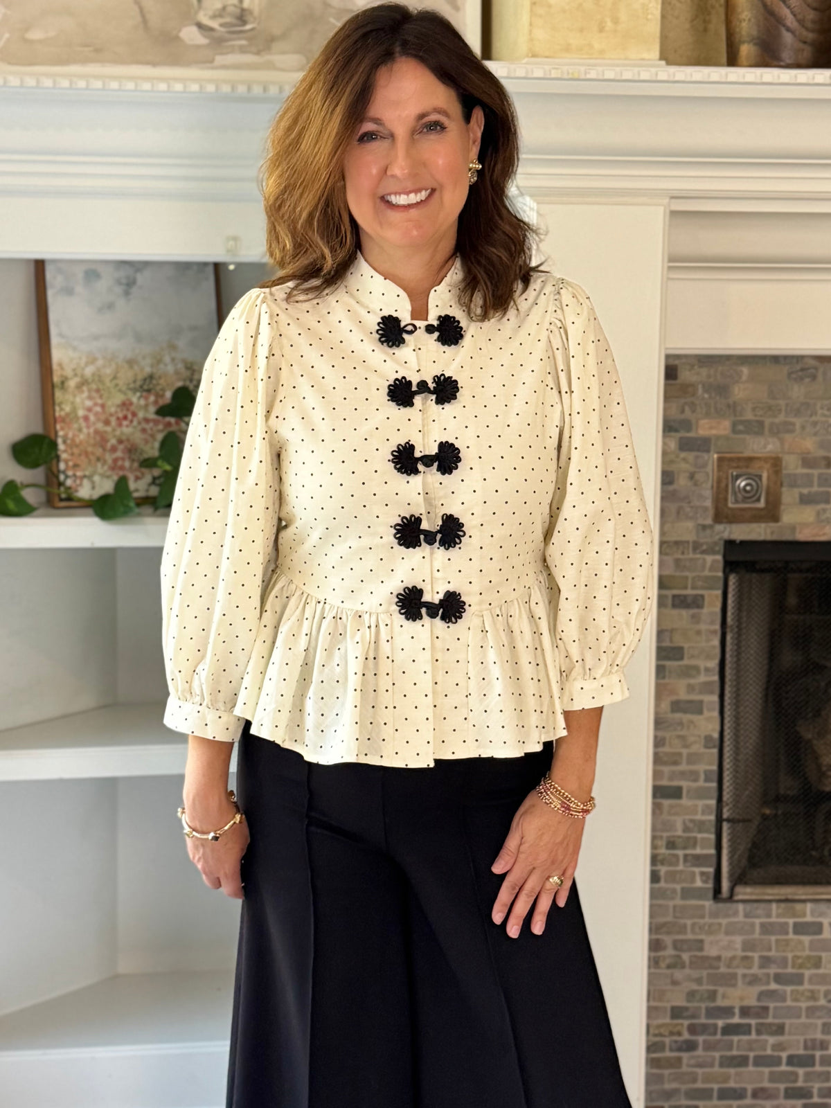 A Touch of Polka Peplum Top