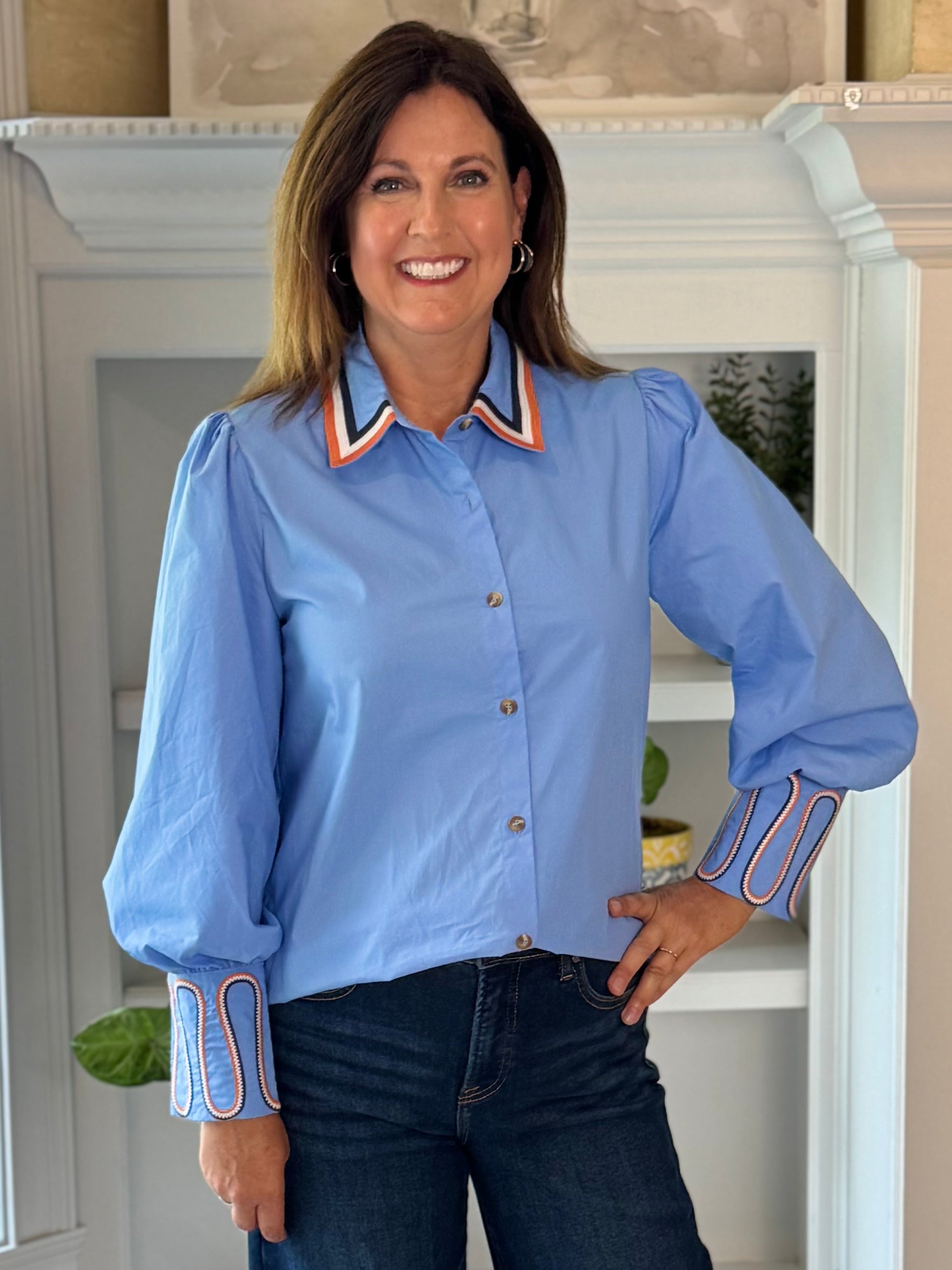Center Stage Blouse – Blue