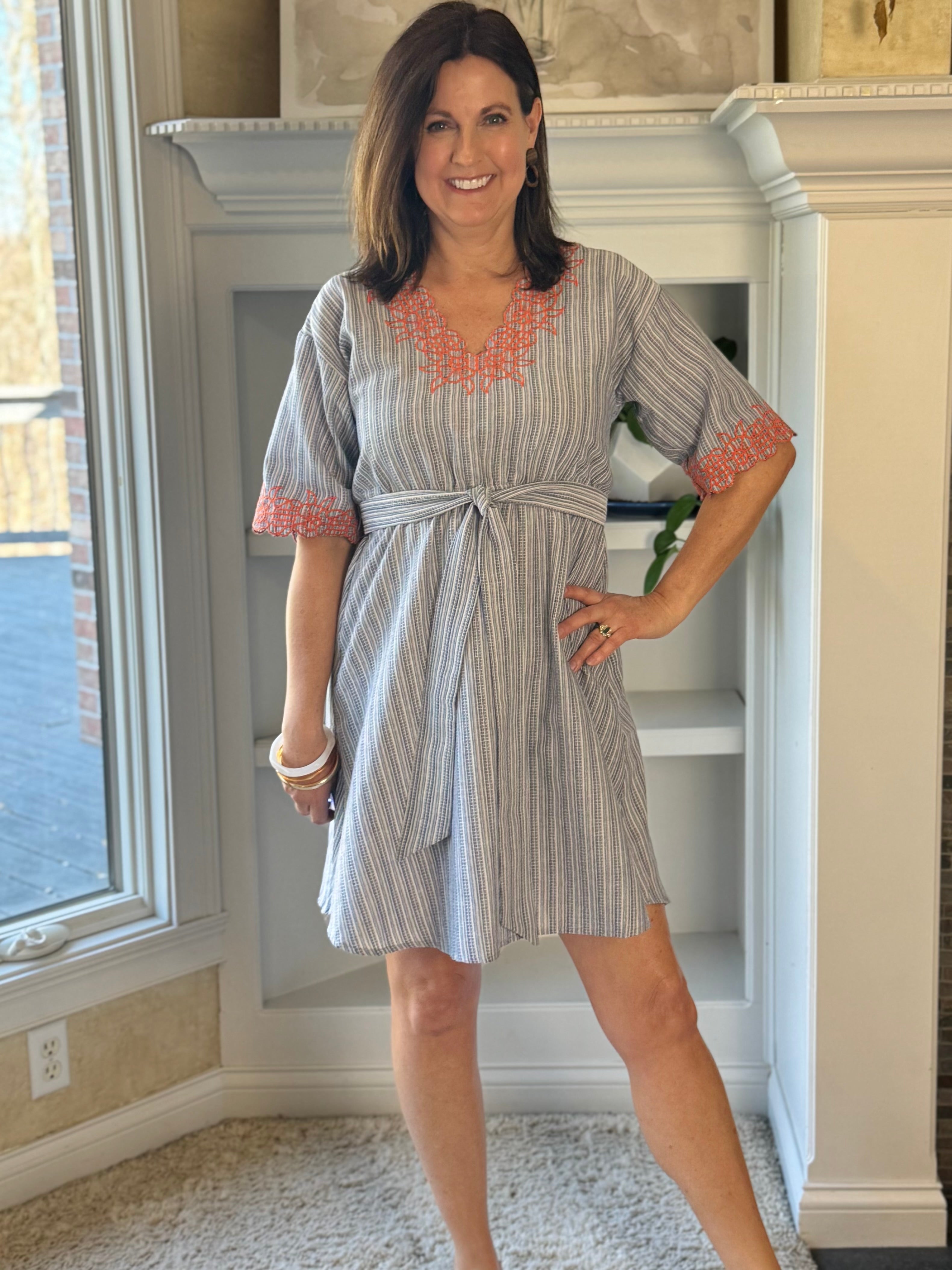 Radiant Striped Tie-Waist Dress