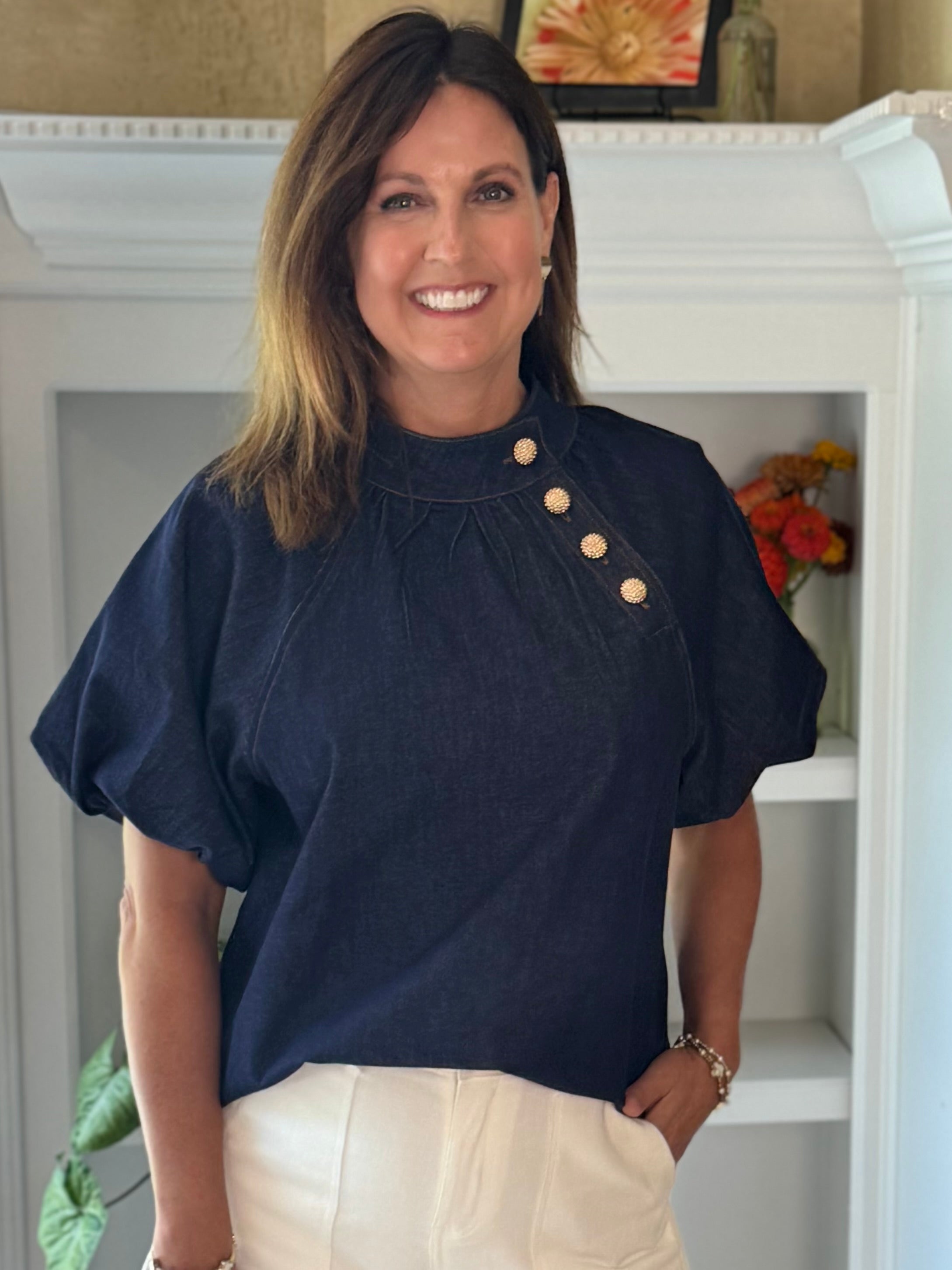 THML Luxe Denim Top