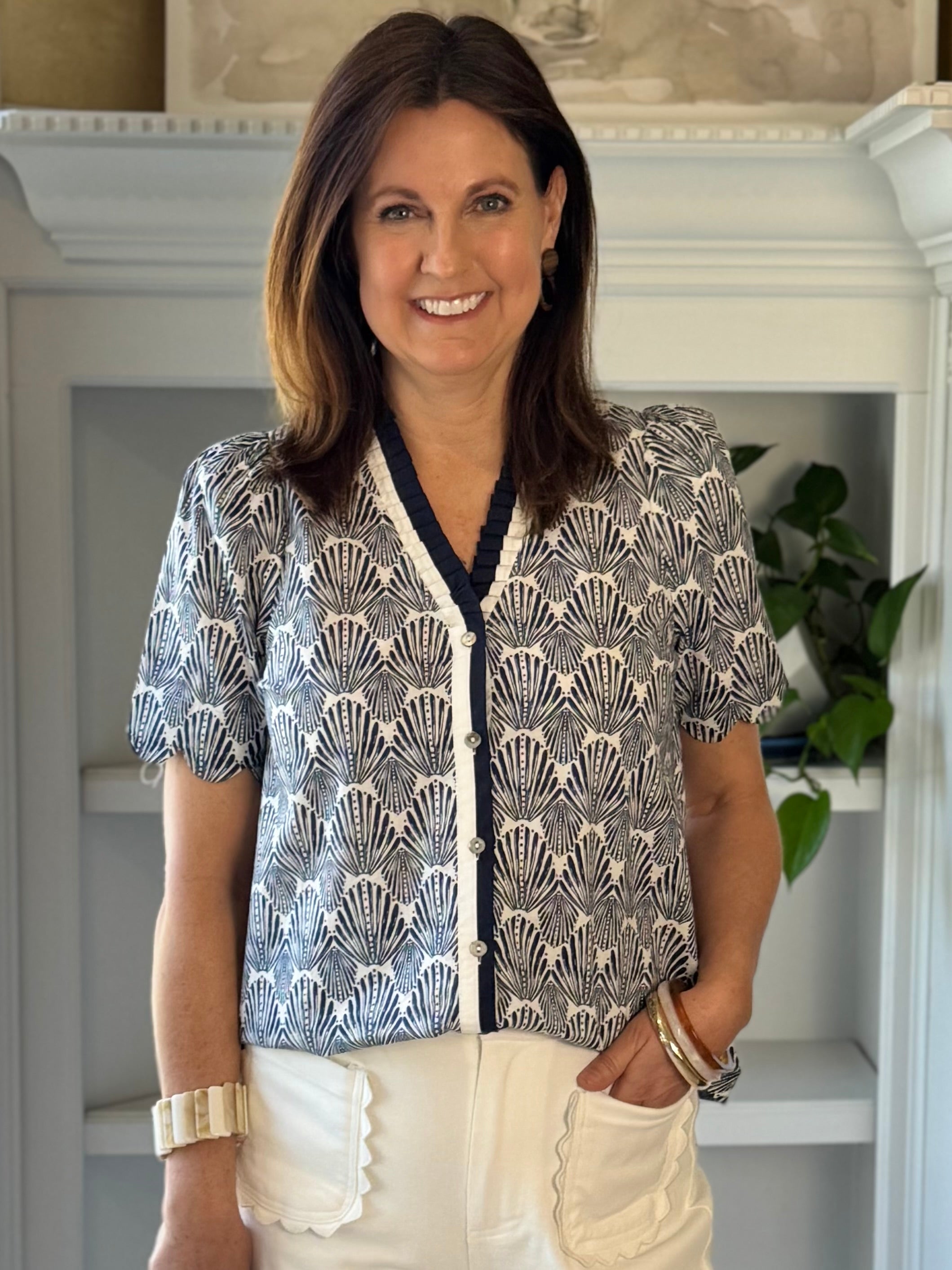 Seaside Fan Print Top