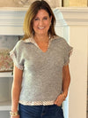 THML Peek of Print Knit Top - Gray