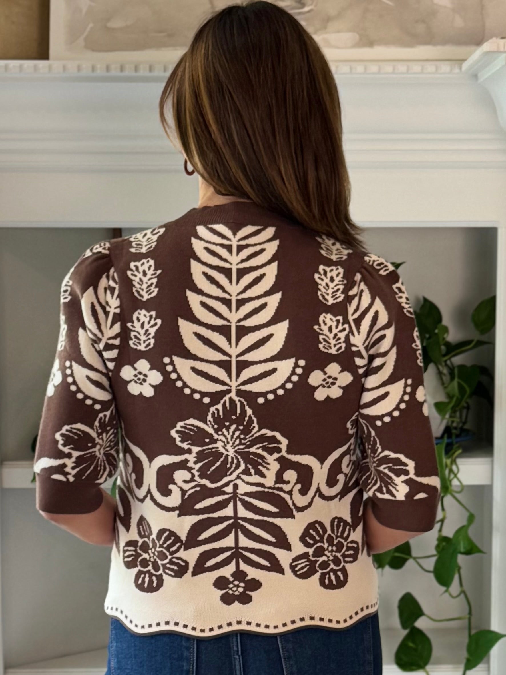 THML Botanical Beauty Knit Top - Brown