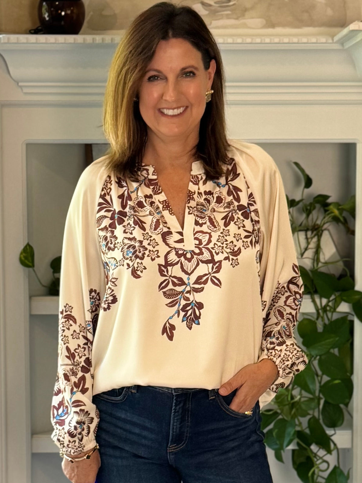 Current Air Work of Art Floral Blouse