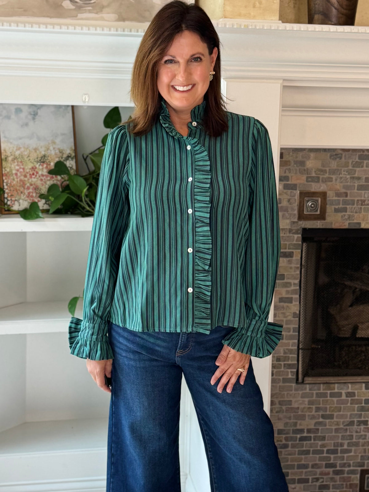 Striped Perfection Blouse - Green