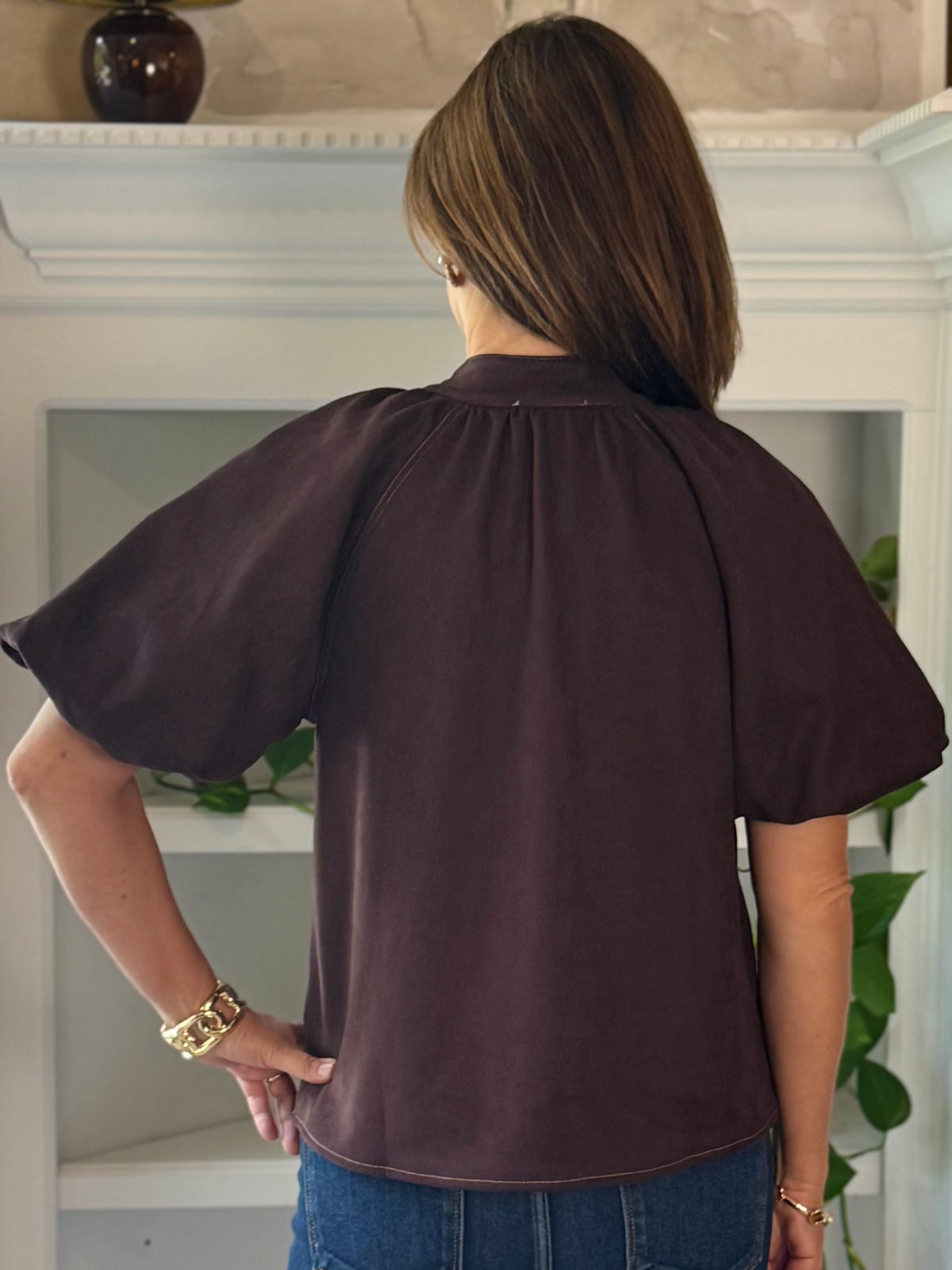 THML Signature Top - Brown Faux Suede
