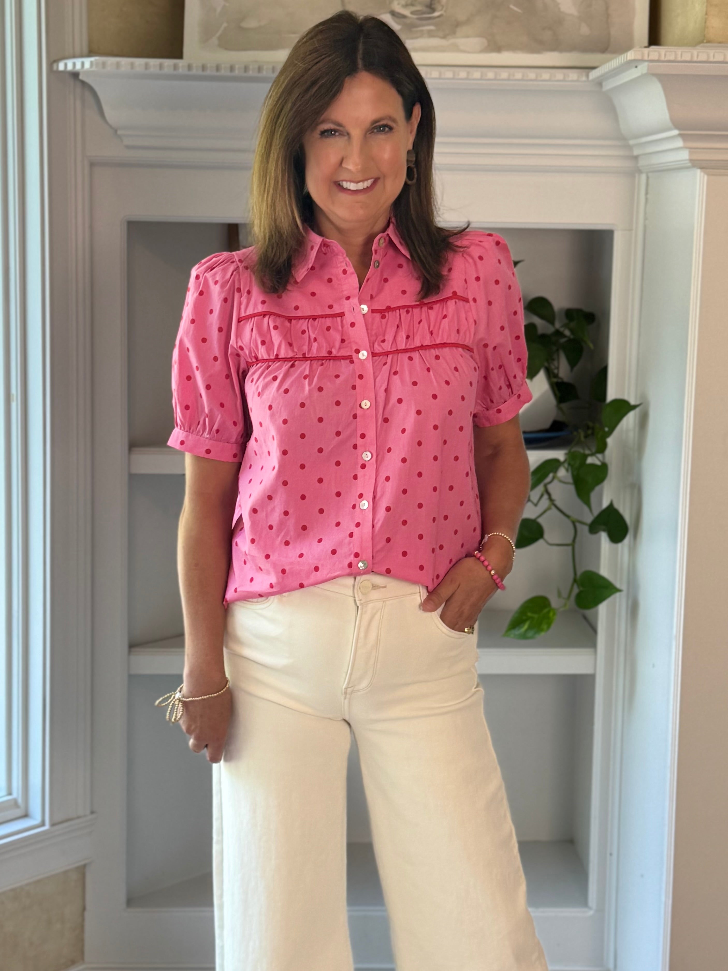 Parisian Polka Dot Top - Pink