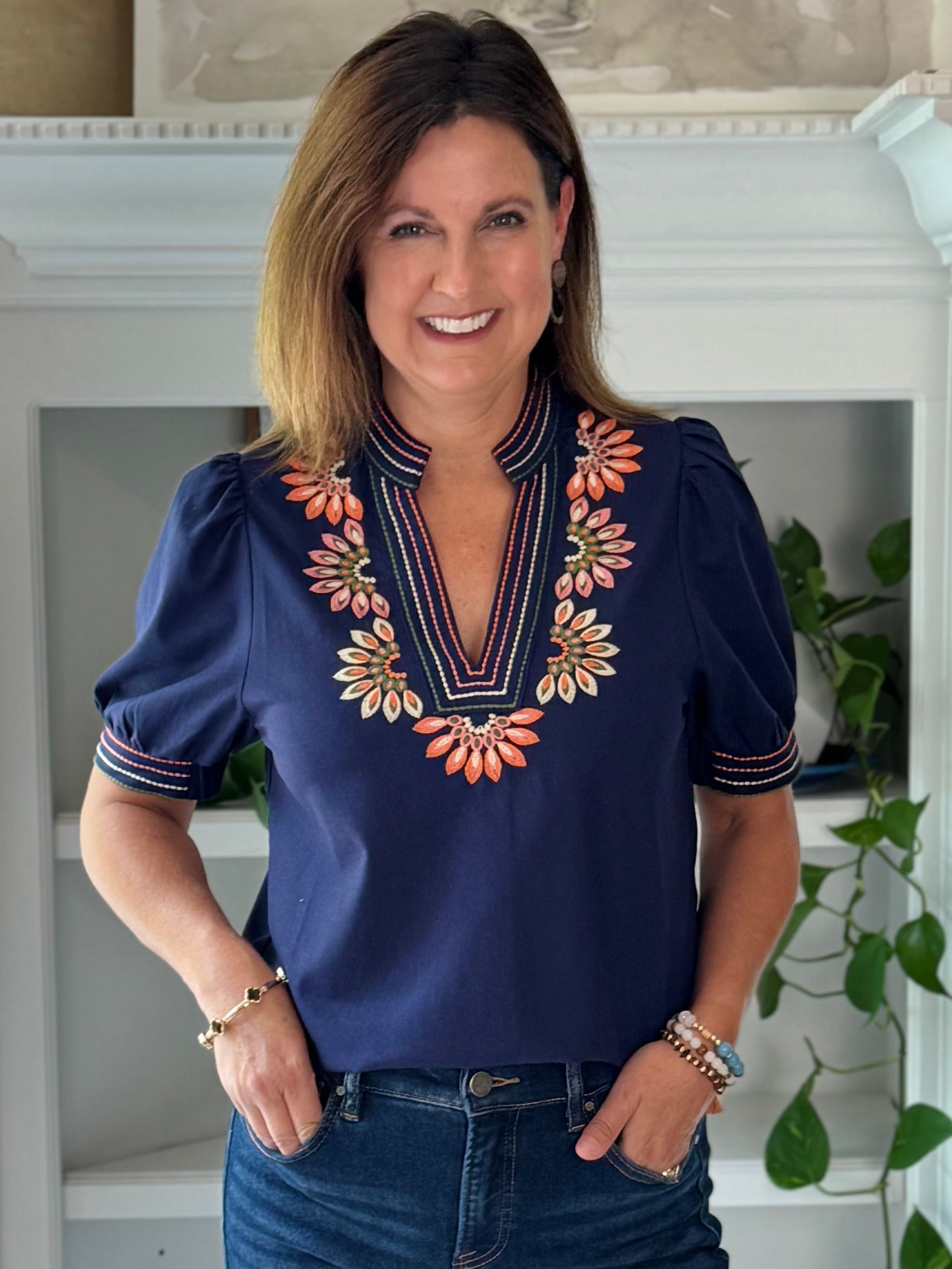 THML Autumn Smiles Embroidered Top