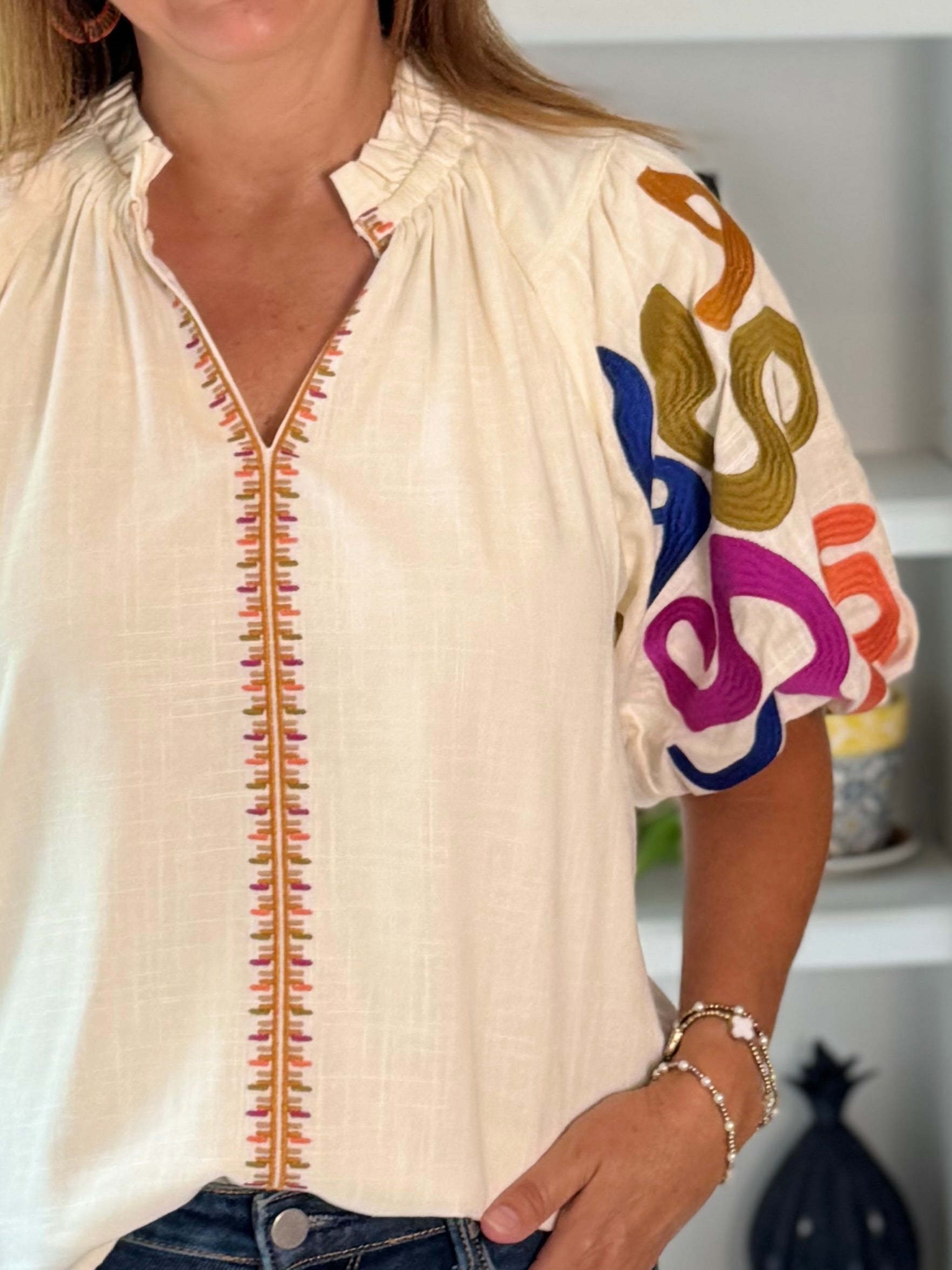 THML Festival Embroidered Top