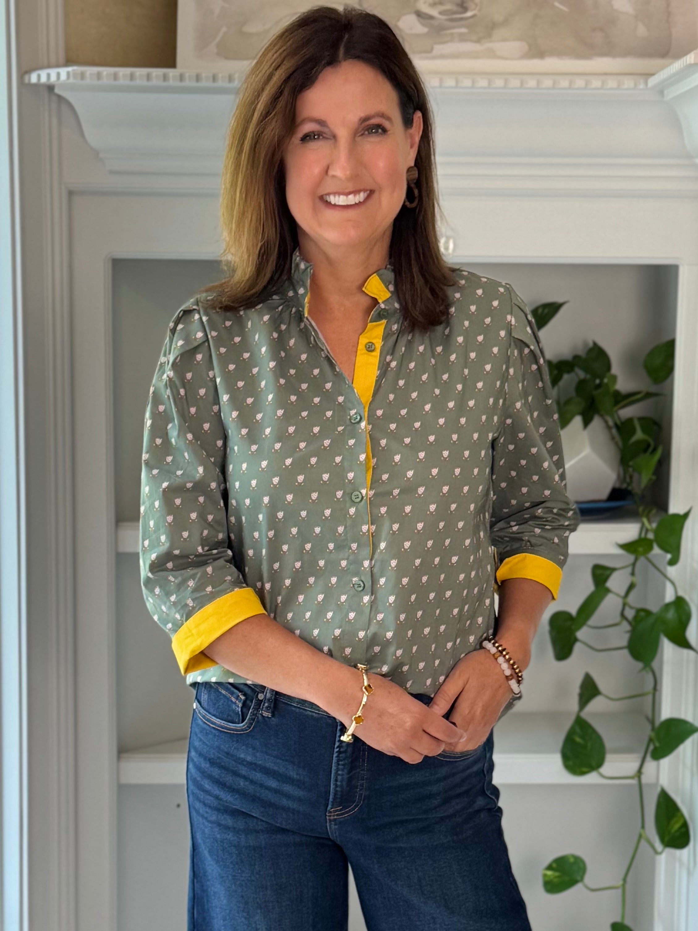 Sunshine & Sage Floral Top