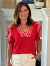 THML Radiant Red Embroidered Top