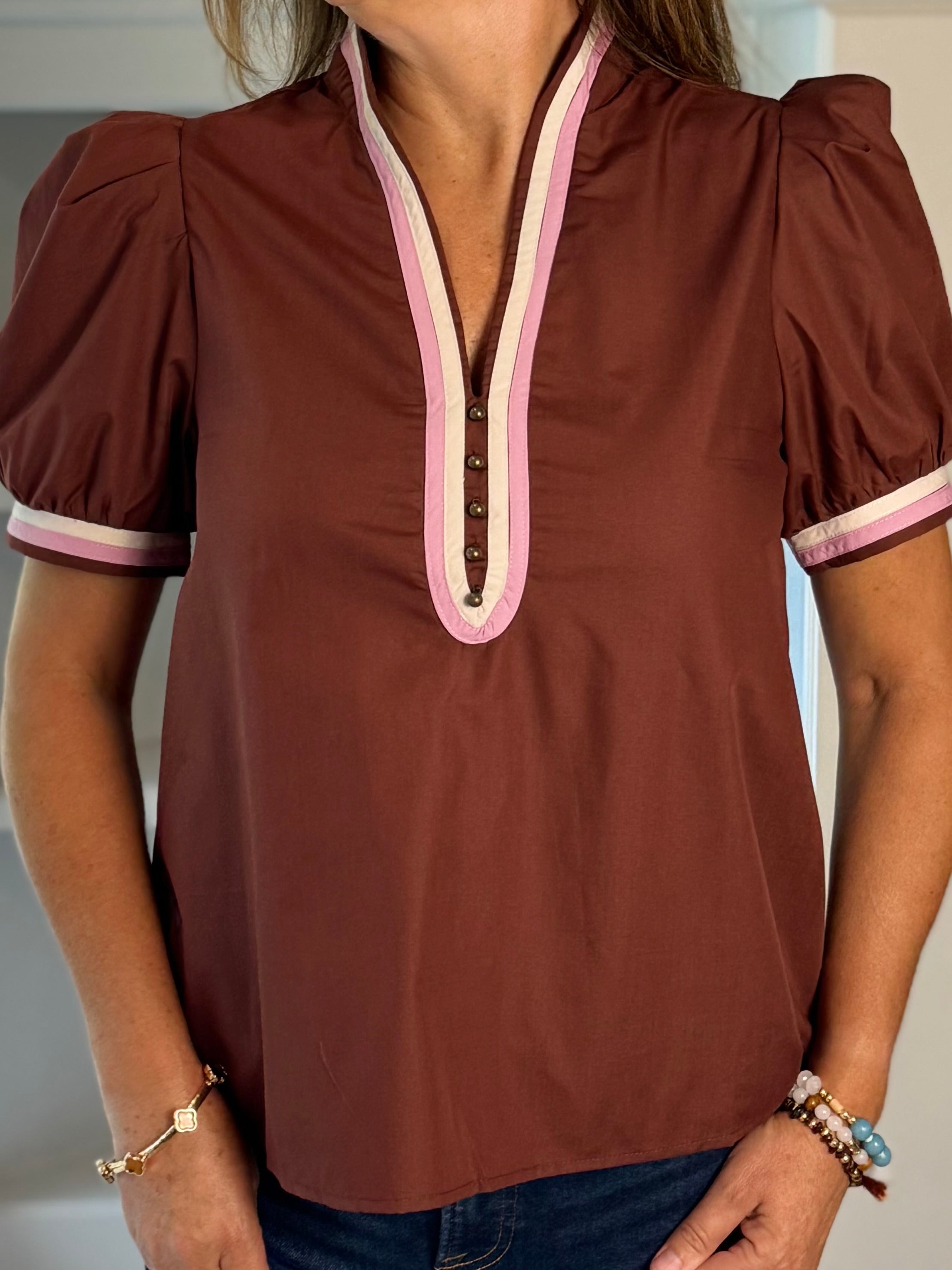 Cinnamon Charm Contrast Top