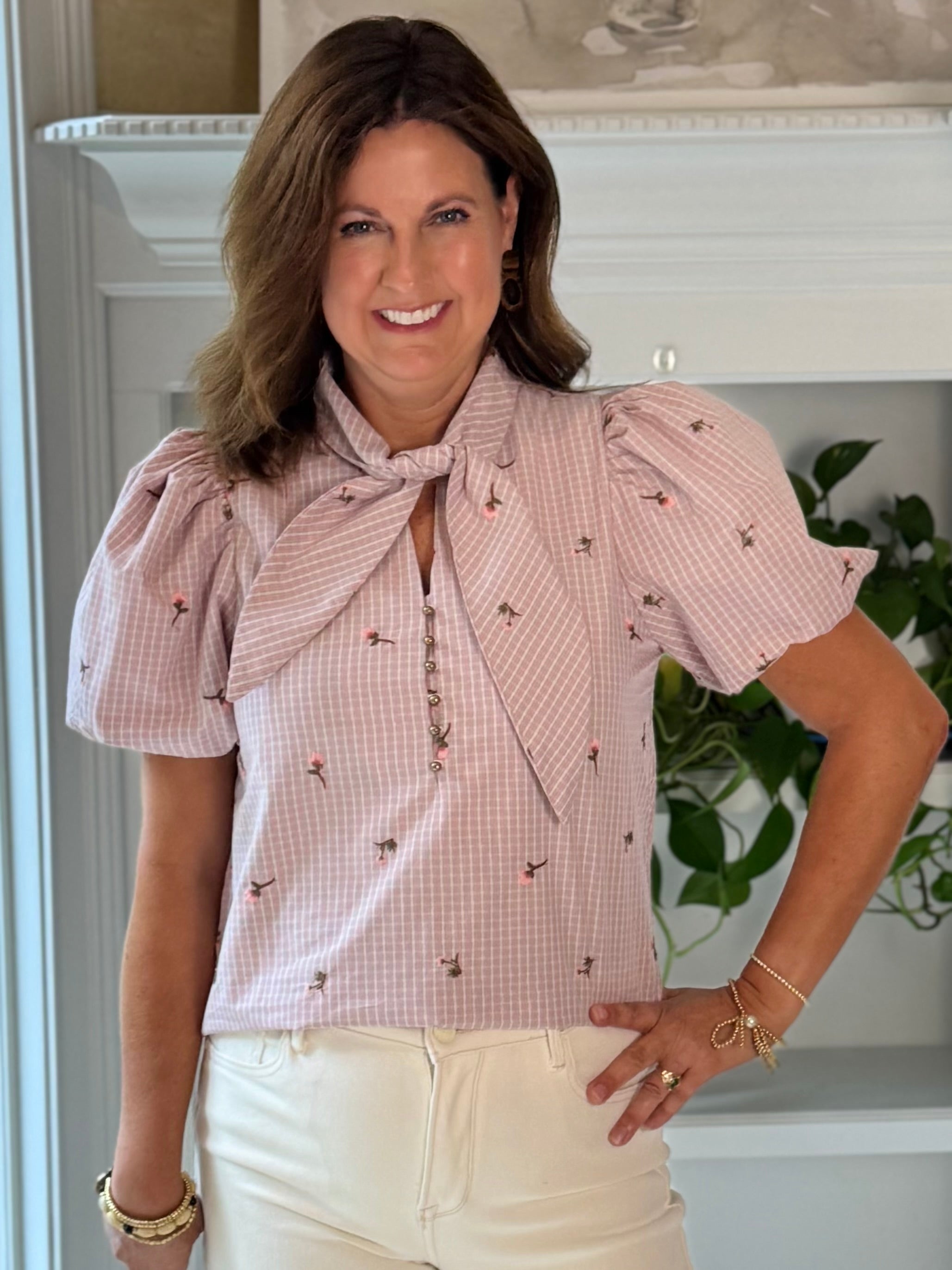 Savannah Embroidered Tie Top