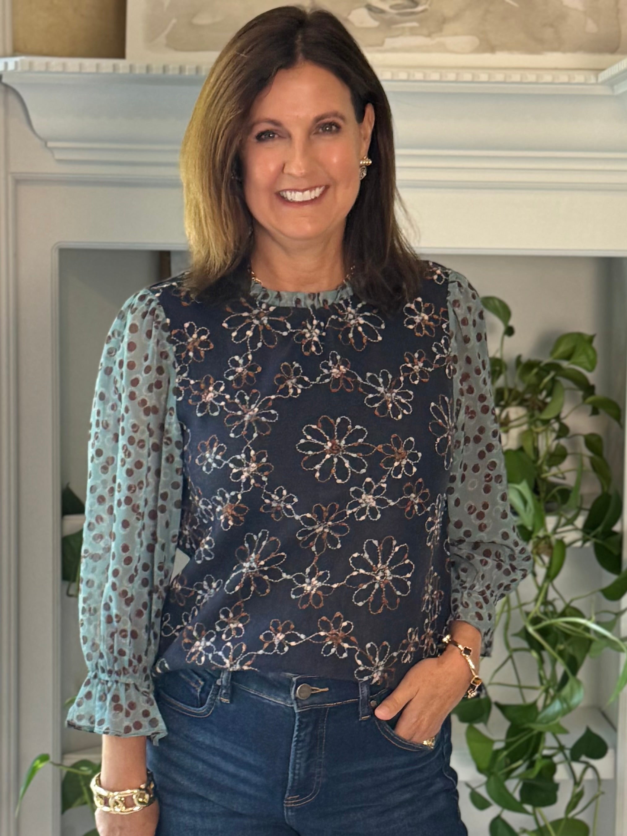 Plot Twist Print Contrast Top