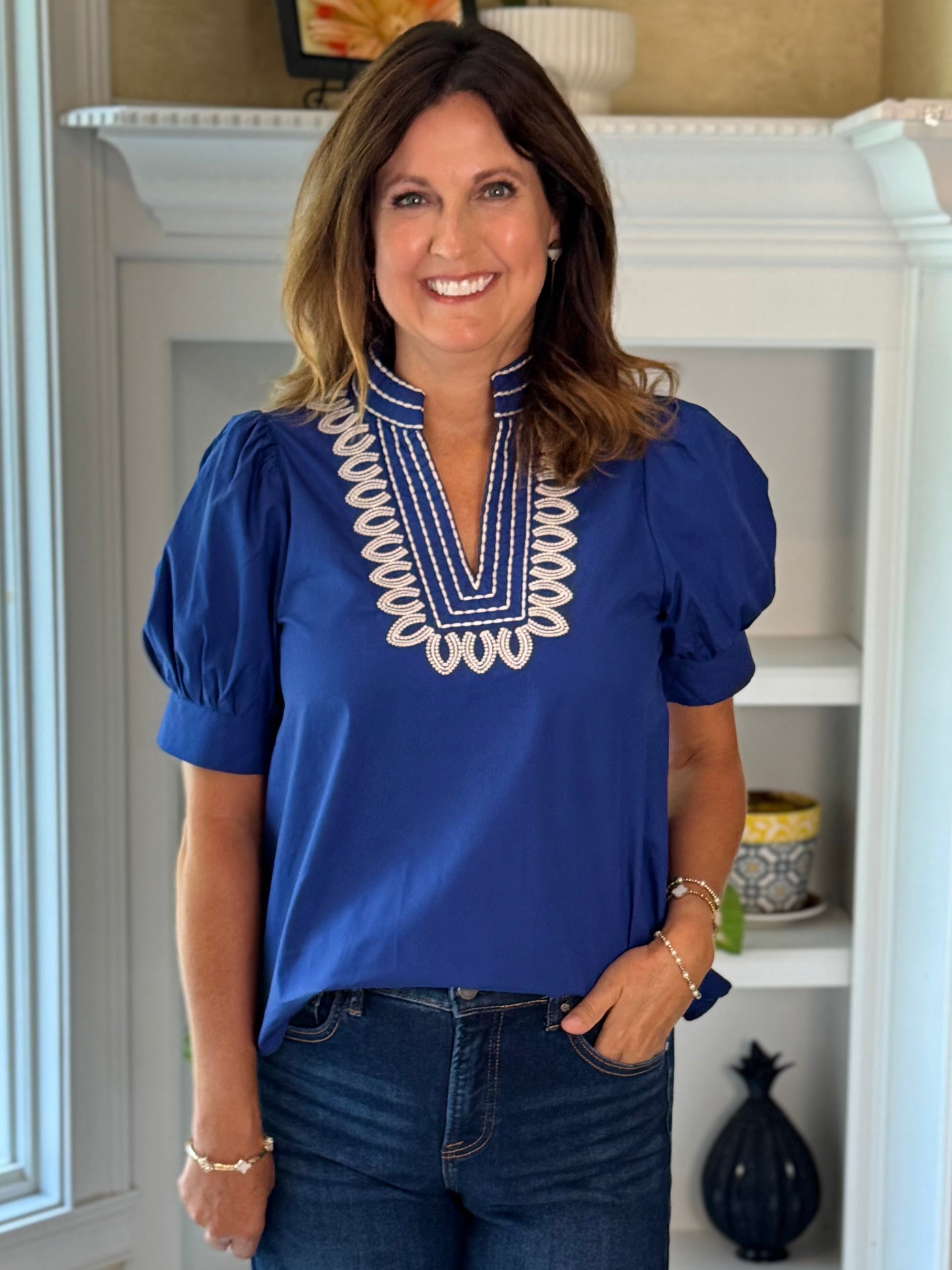 Radiance Embroidered Top - Blue
