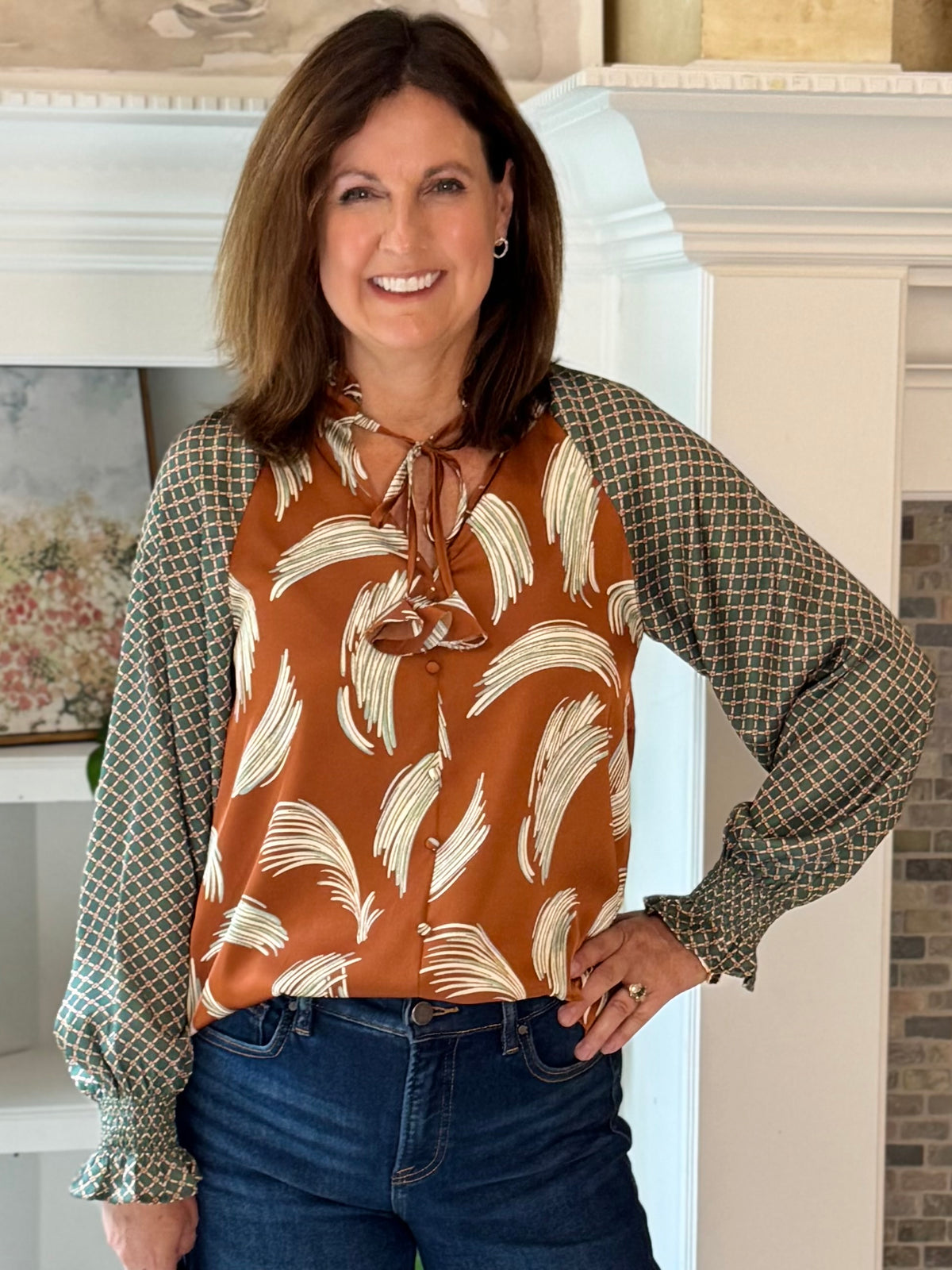 THML Signature Stroke Print Blouse