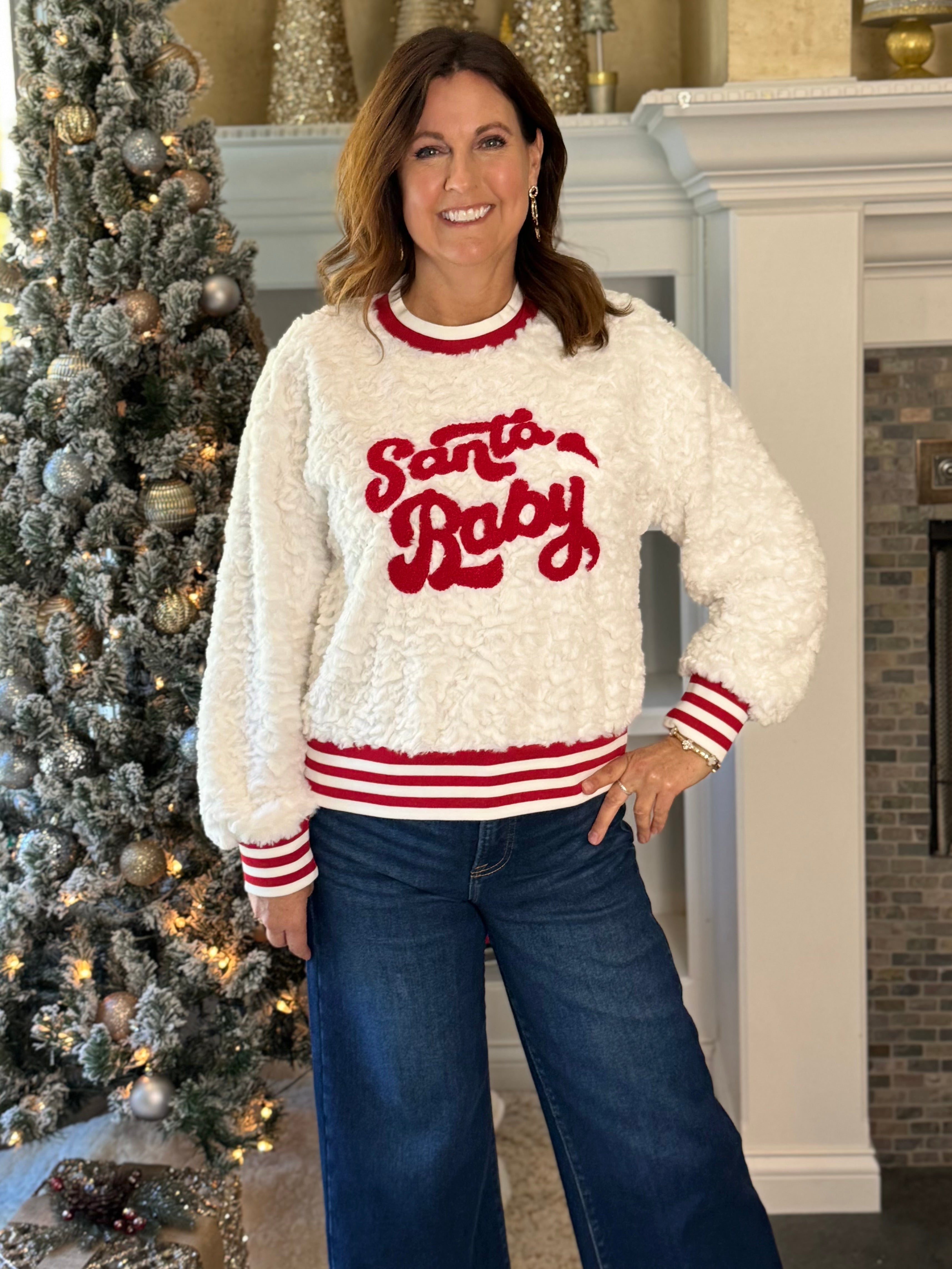 Santa Baby Embroidered Top