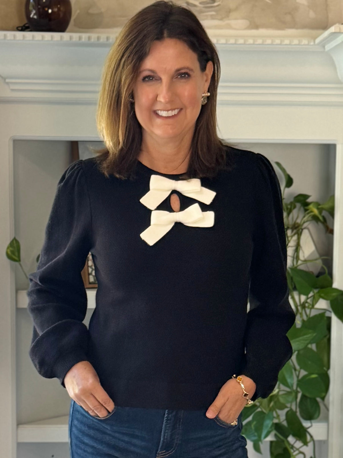 Two of a Kind Bow Knit Top - Black