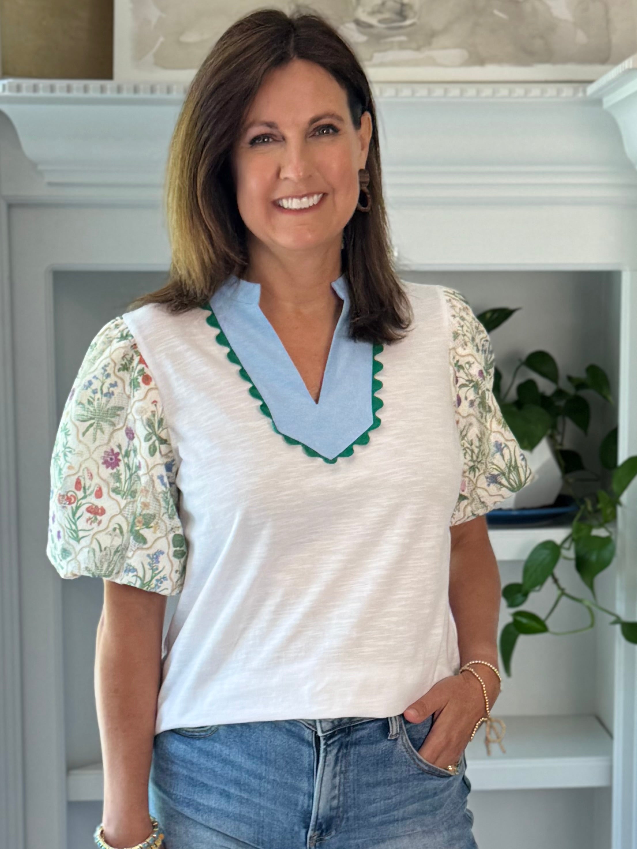 Elegant Garden Contrast Top