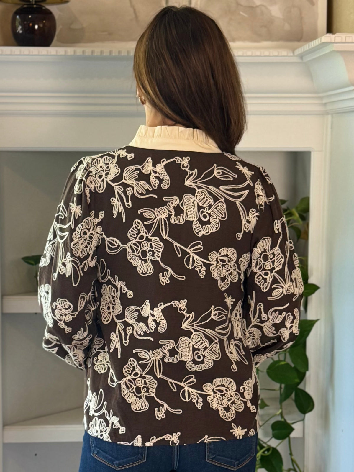 Take Note Embroidered Top