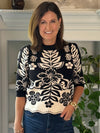 THML Botanical Beauty Knit Top - Black
