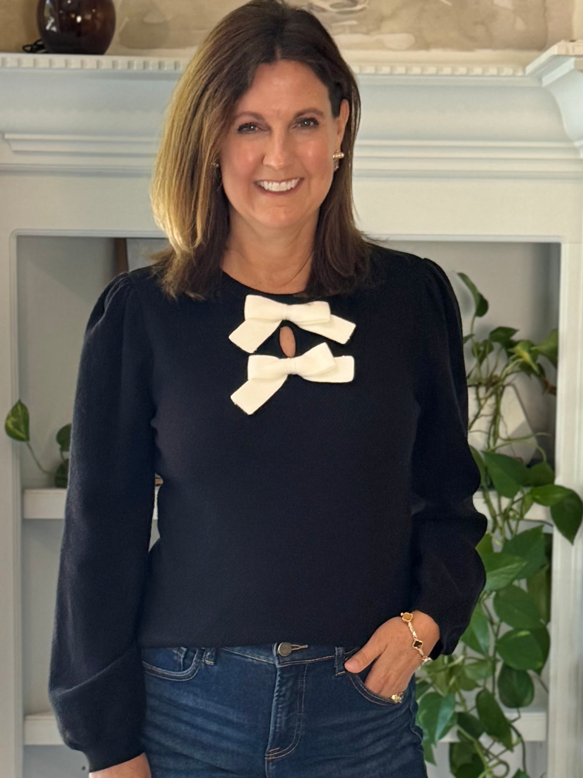 Two of a Kind Bow Knit Top - Black