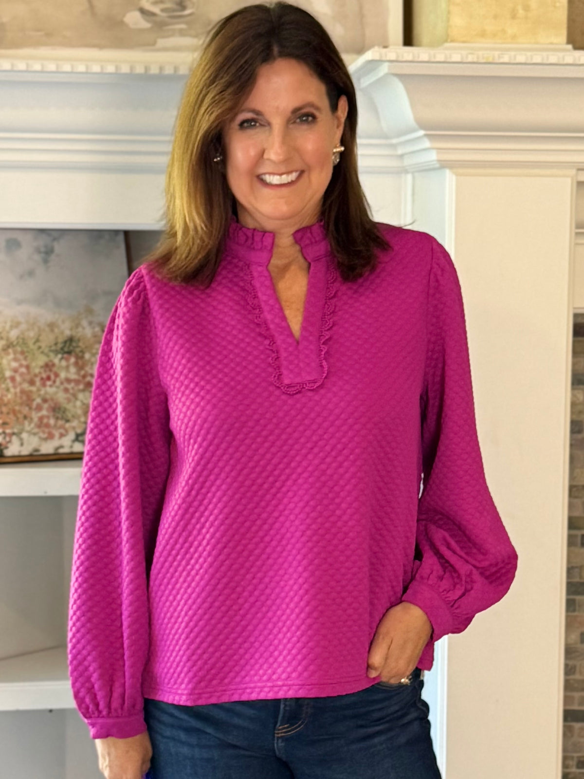 Meet Me in Magenta Textured Top