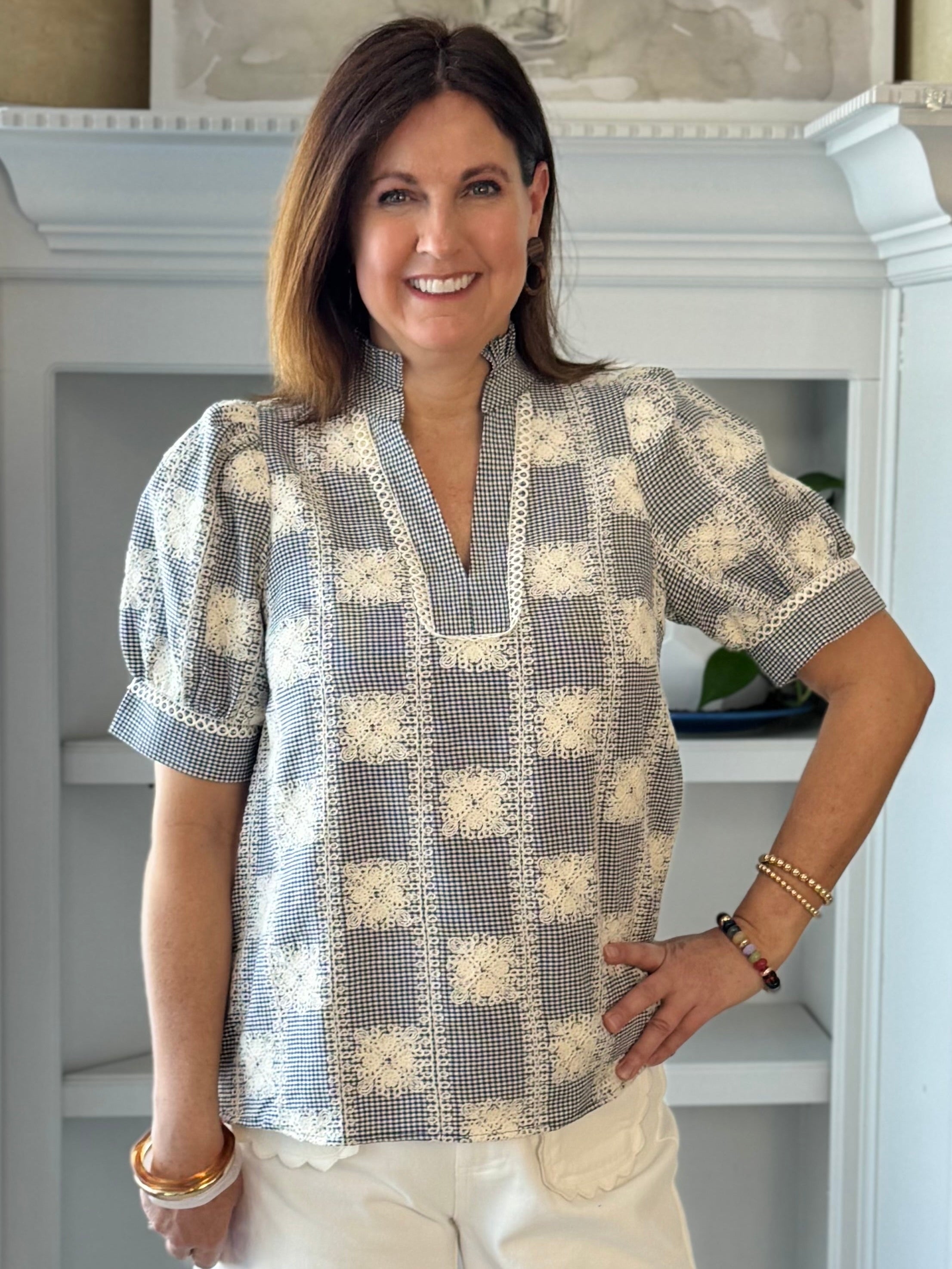 Signature Embroidered Top